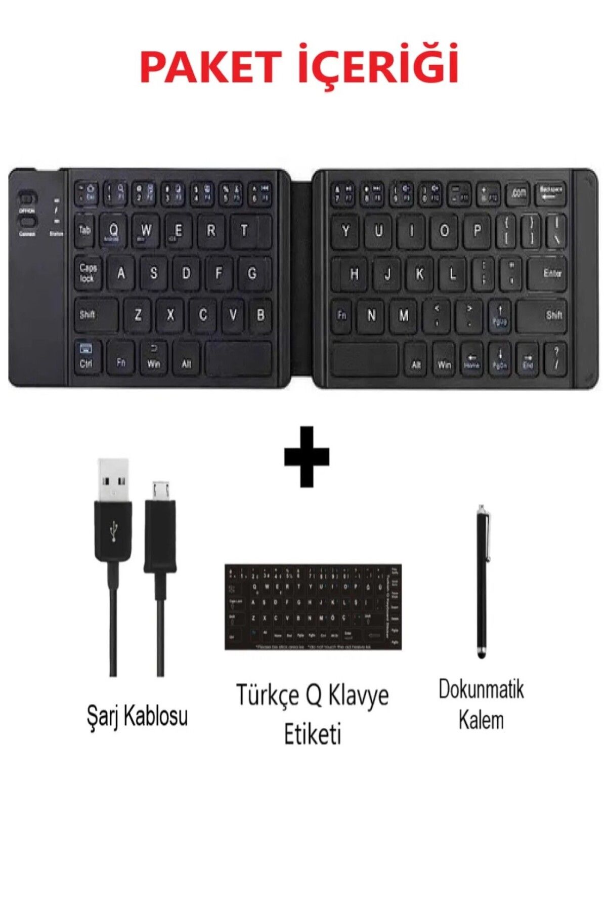 DUHALINE Samsung Galaxy Tab S6 Lite Sm-p613 Uyumlu Bluetooth Mini Katlanır Kablosuz Klavye + Dokunmatik Kalem