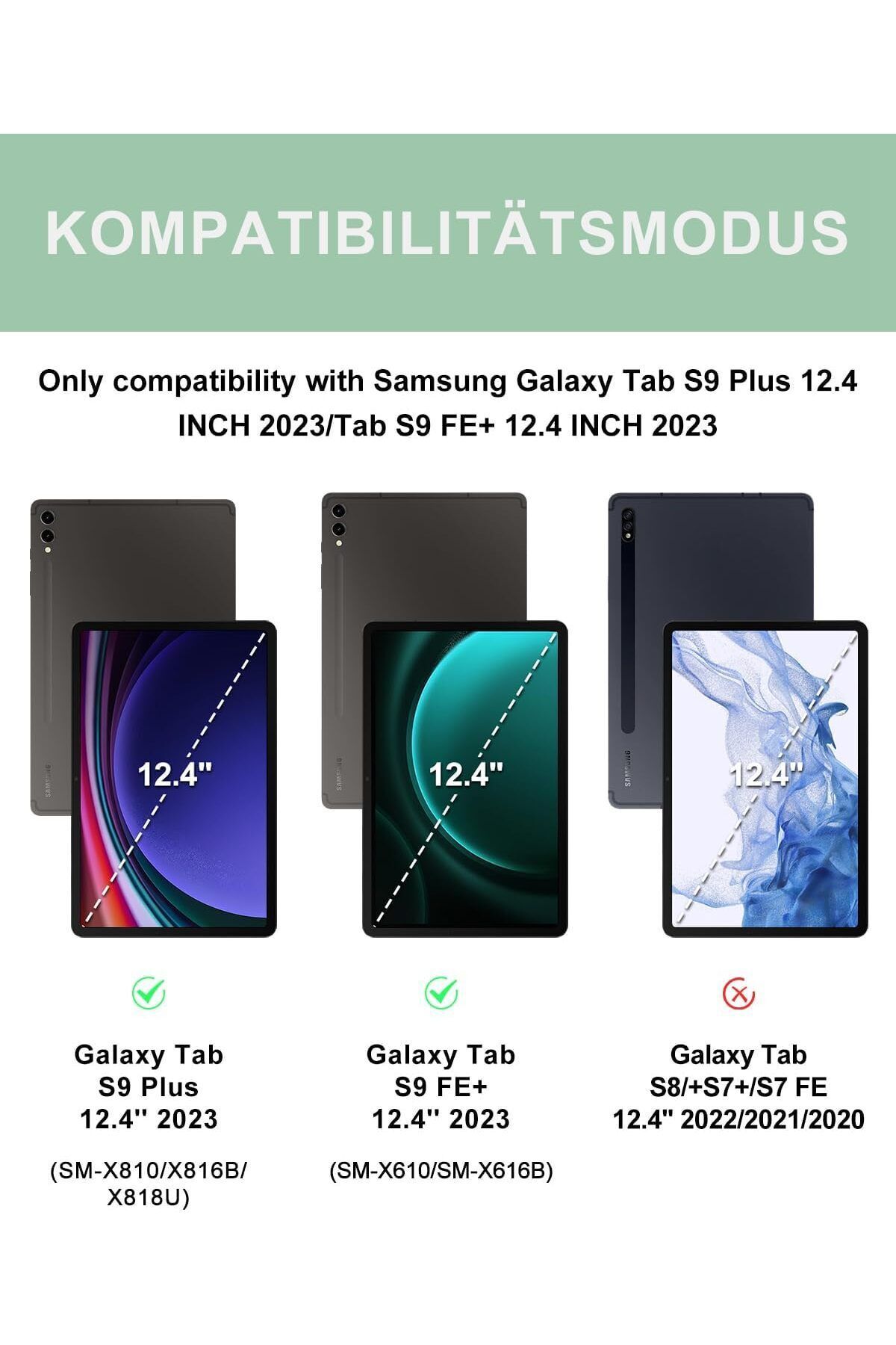 Fogy Samsung Galaxy Tab S9 FE+Plus 12,4 Uymlu Bluetooth Türkçe Q Klavyeli Kılıfı (TABLET DEĞİLDİR)