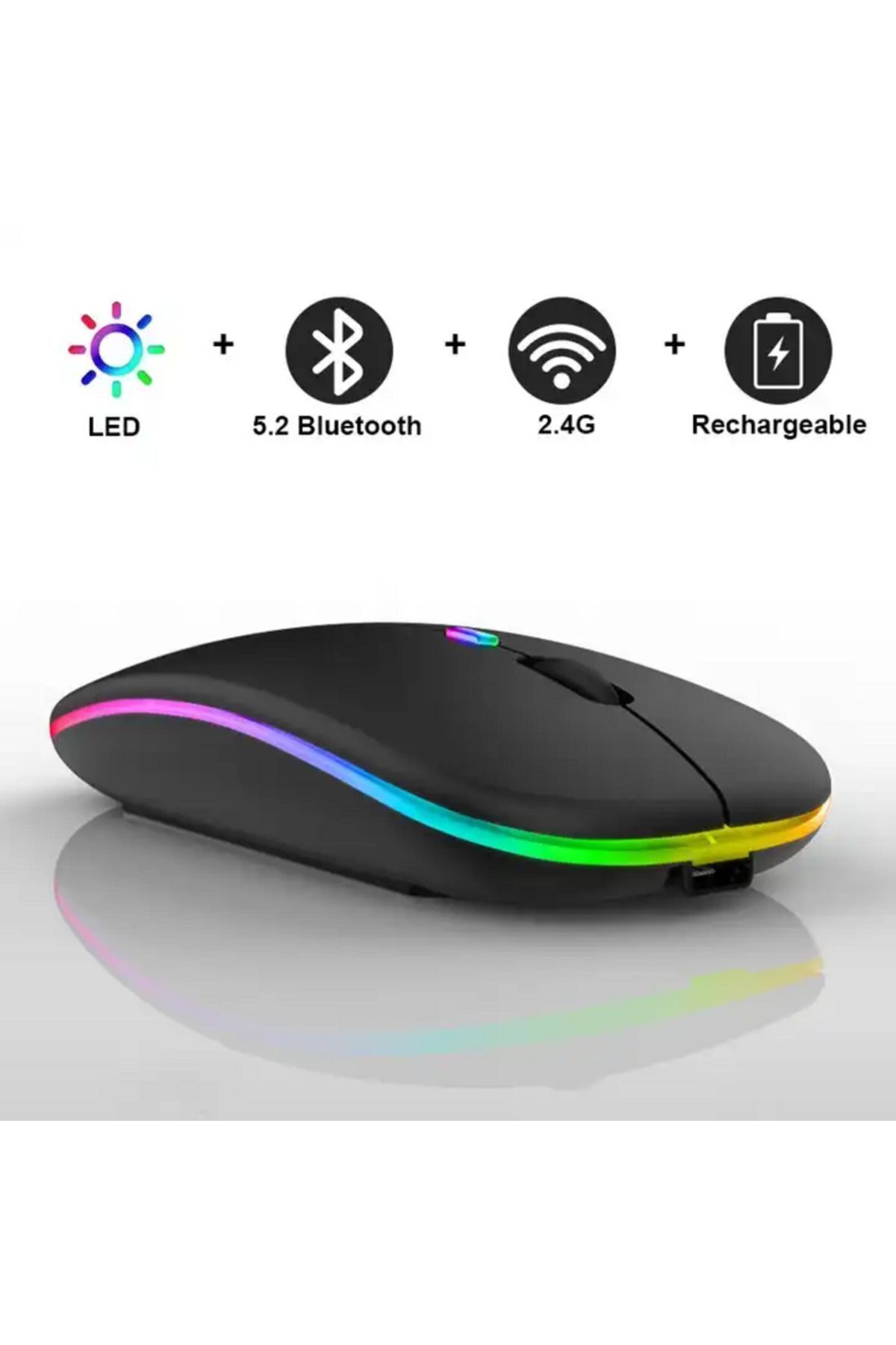 starnewstore sblx 2.4G+ Bluetooth 5.2 bağlantılı RGB 1600 DPI optik Mouse red shpwax 986377