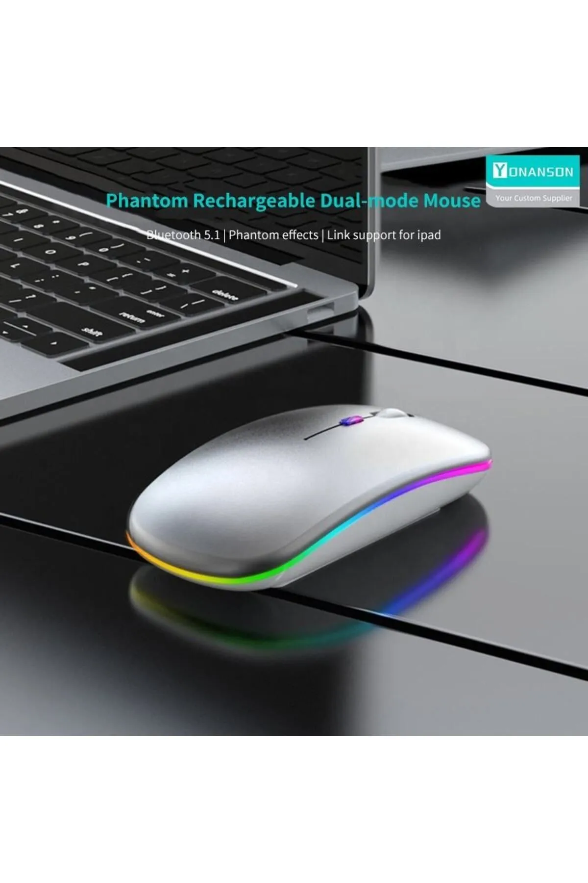 starnewstore sblx 2.4G+ Bluetooth 5.2 bağlantılı RGB 1600 DPI optik Mouse shpwax 986377