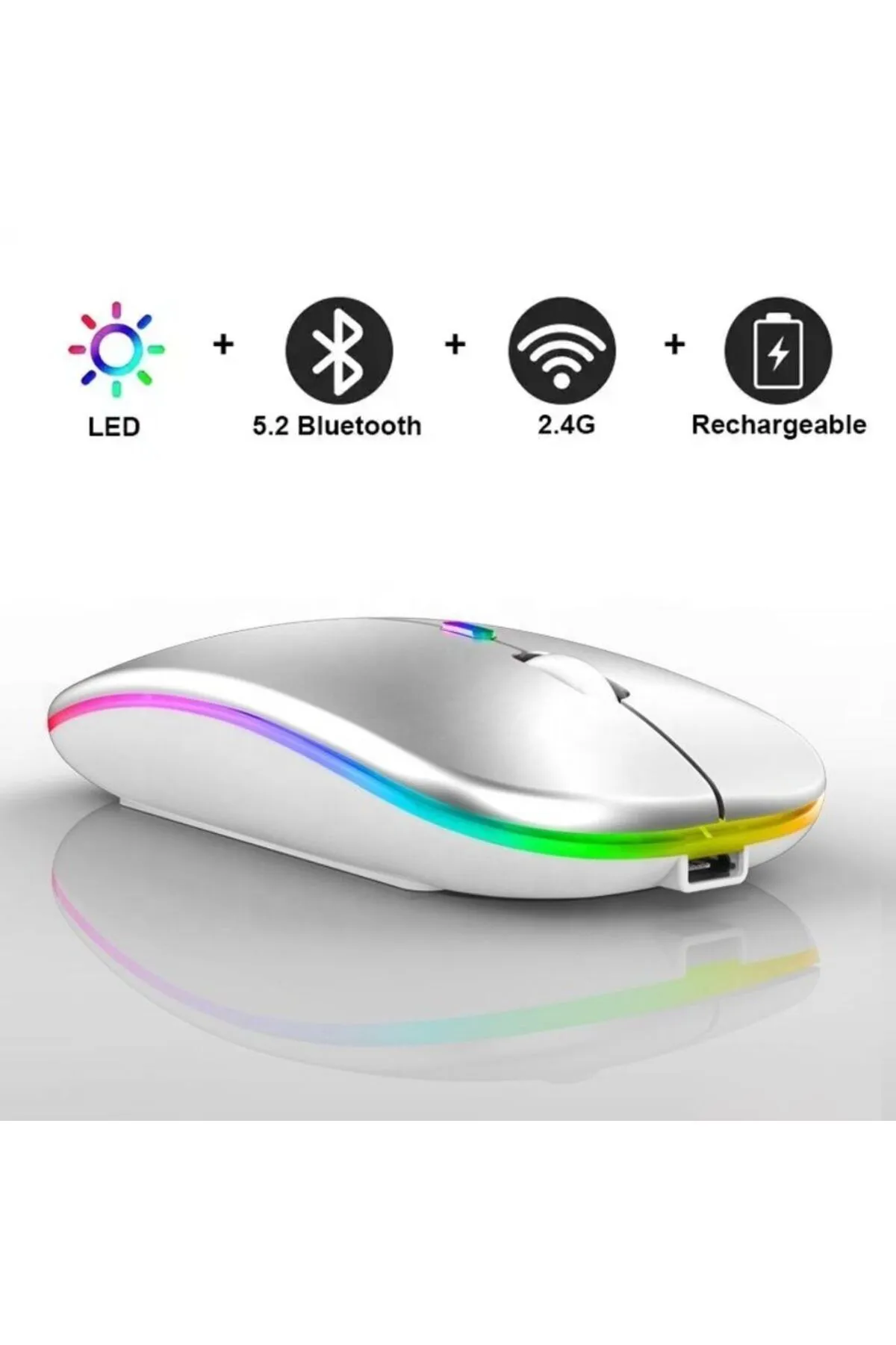 starnewstore sblx 2.4G+ Bluetooth 5.2 bağlantılı RGB 1600 DPI optik Mouse shpwax 986377