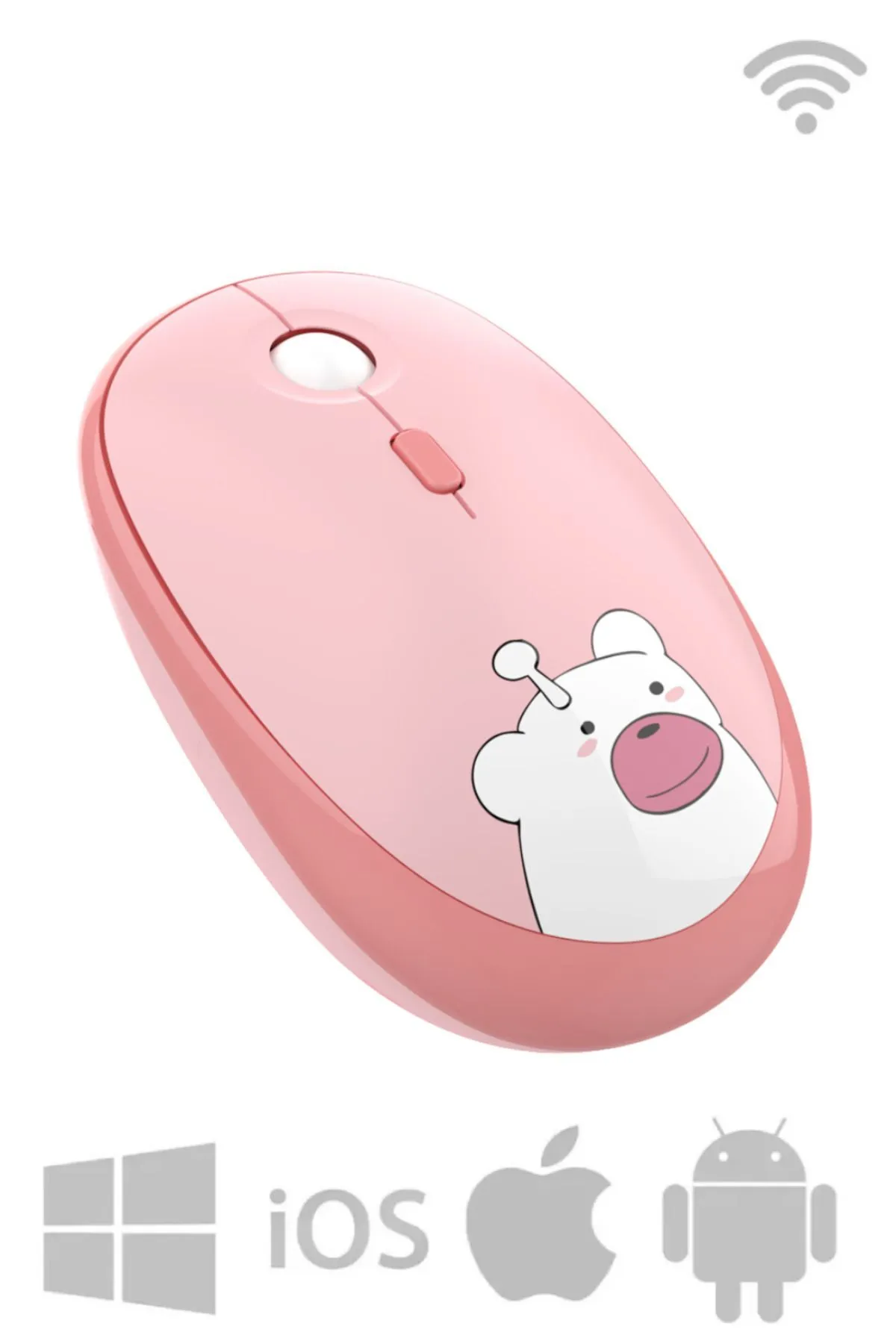 starnewstore sblx Hello Bear 2.4G 1600Dpi Sessiz Kablosuz Mouse Pembe Smk-M2 shpwax 986377