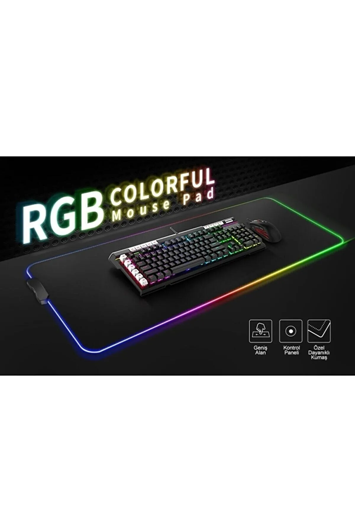 starnewstore sblx Işıklı Düz Siyah 80*30 Cm Gaming Oyuncu Mousepad Xxl shpwax 986377