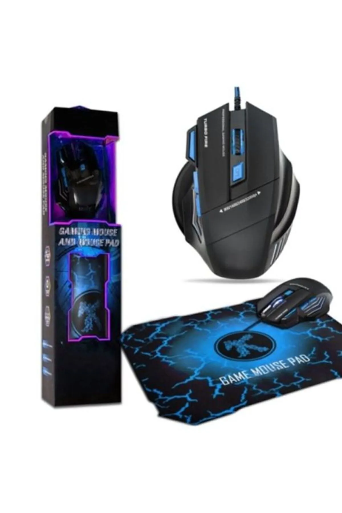 starnewstore sblx Kablolu Işıklı Oyuncu Mouse Mousepad Mavi shpwax 986377