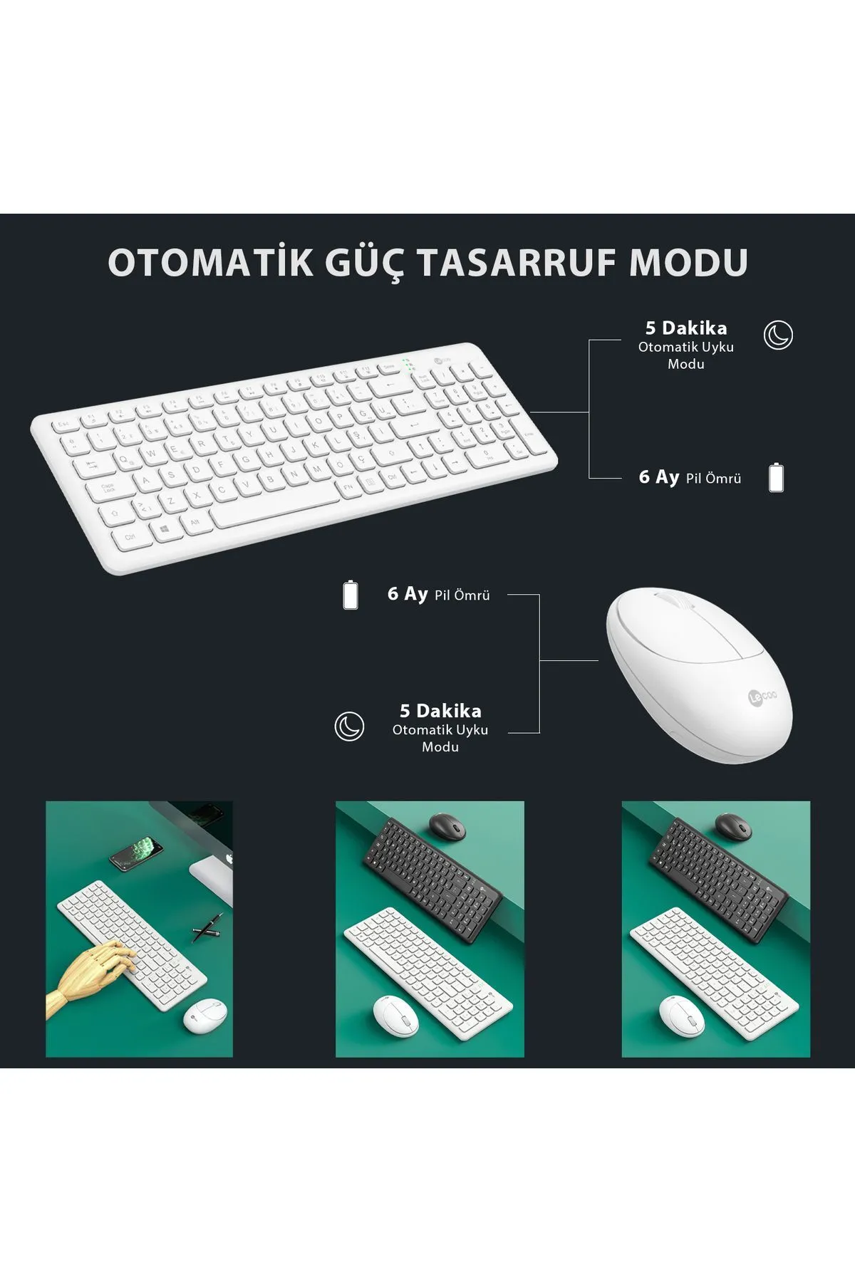 starnewstore sblx Kablosuz Türkçe Q Klavye & Mouse Set Beyaz shpwax 986377