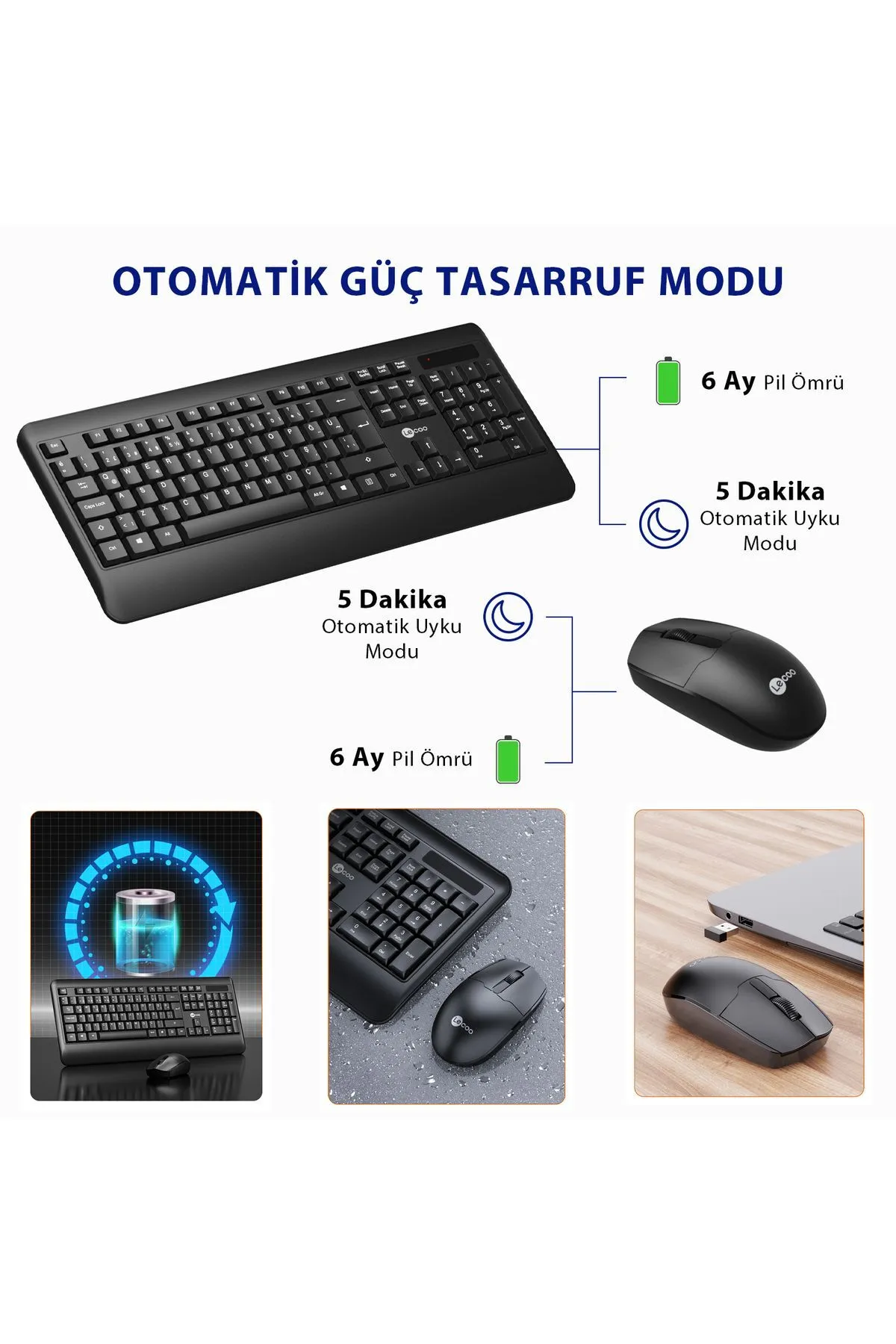 starnewstore sblx Kablosuz Türkçe Q Klavye & Mouse Set Siyah shpwax 986377