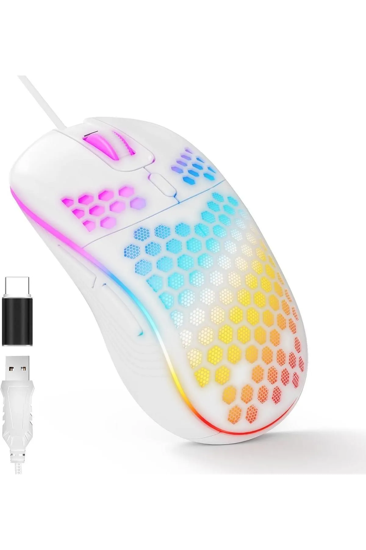 starnewstore sblx Led Işıklı 6 Tuşlu 7200dpı Gaming Oyuncu Mouse Beyaz shpwax 986377