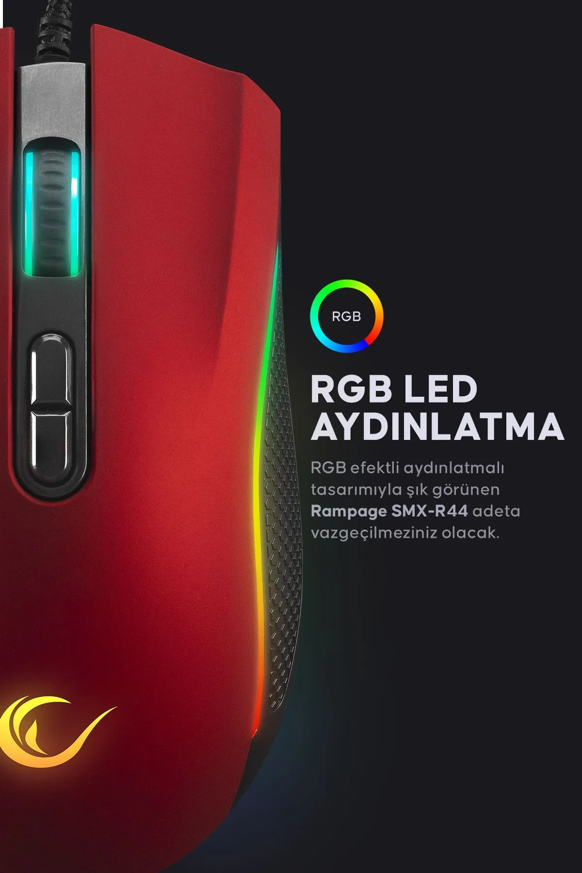 starnewstore sblx Makrolu Kırmızı 6400dpi RGB Ledli Gaming Oyuncu Mouse shpwax 986377