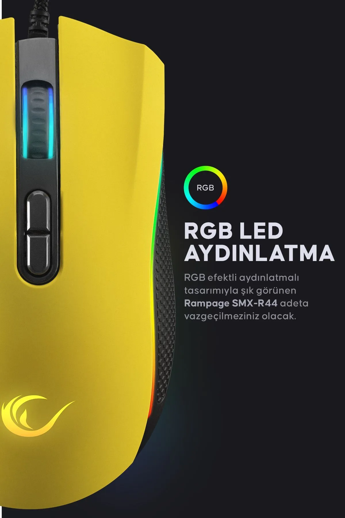 starnewstore sblx Makrolu Sarı 6400dpi RGB Ledli Gaming Oyuncu Mouse shpwax 986377