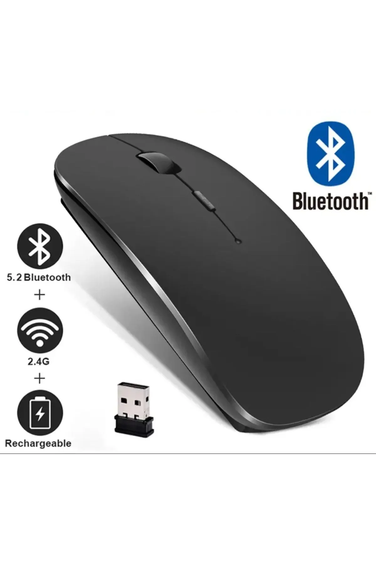 starnewstore sblx MOUSE 2.4GHZ USB WİRELESS VE BLUETOOTH LU SESSİZ MAT SİYAH shpwax 986377