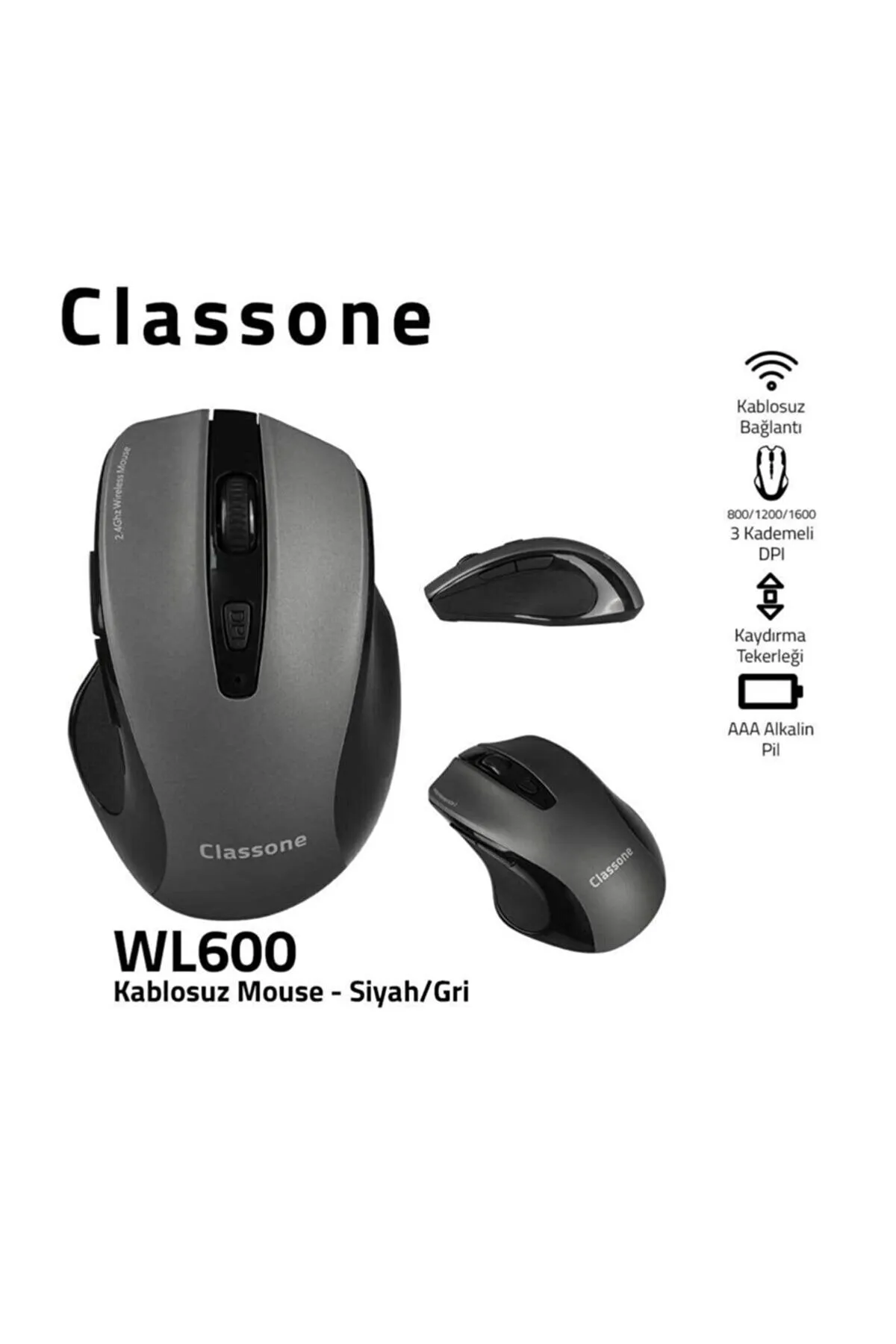 starnewstore sblx Serisi Kablosuz Mouse -siyah/gri shpwax 986377