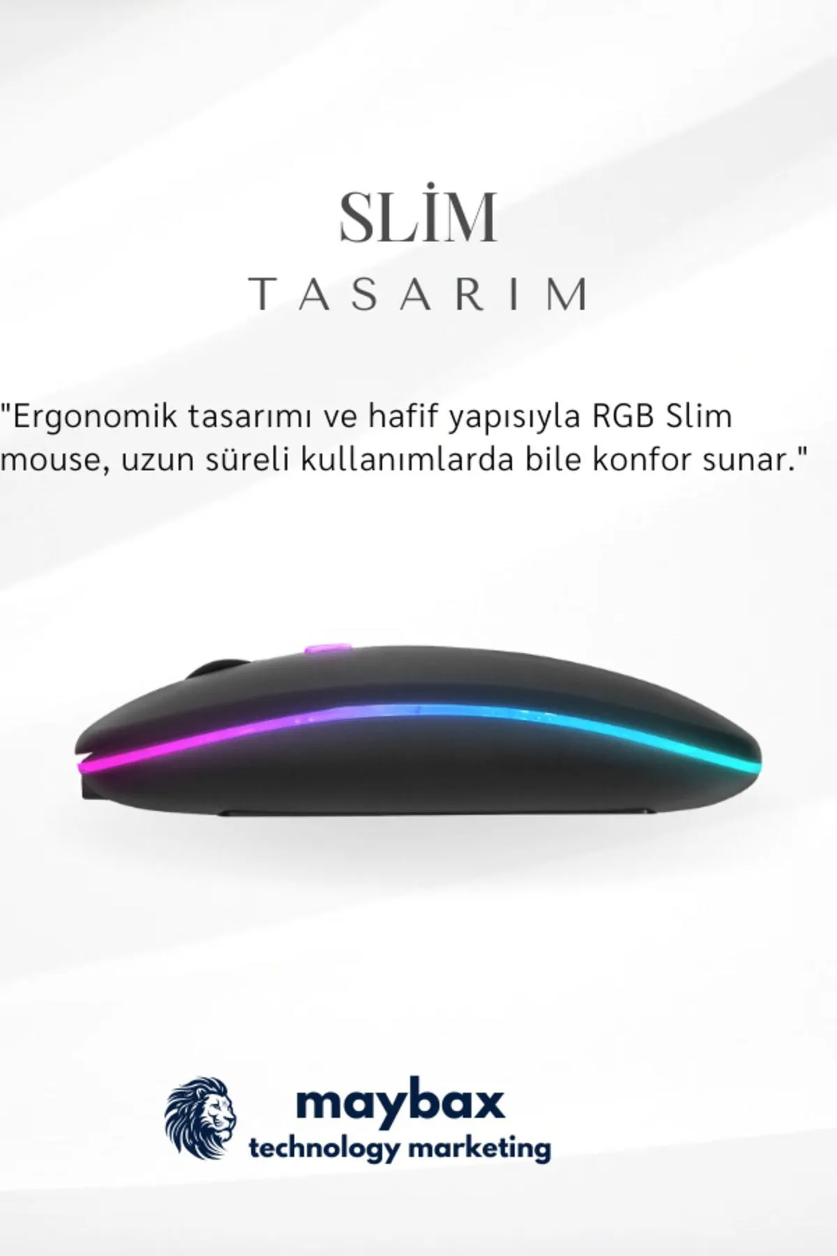 starnewstore sblx Slim Usb 2.4ghz Siyah Ledli 800/1200/1600dpi Şarjlı Kablosuz Mouse Rgb Led Işıklı + Mouse