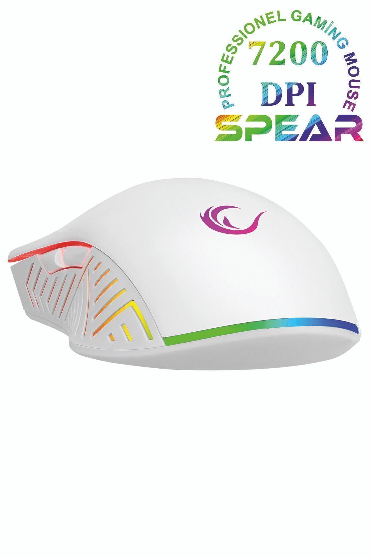 starnewstore sblx Spear 7200 Dpı Rgb Ledli 7d Makrolu Beyaz Drag Clik Gaming Oyuncu Mouse shpwax 986377