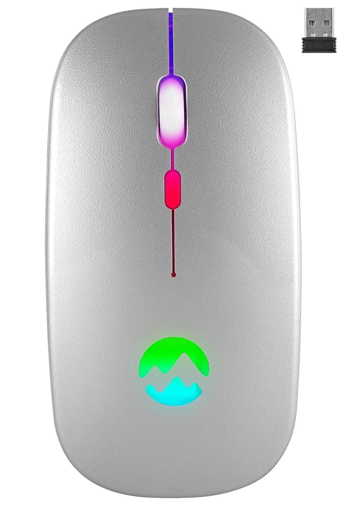 starnewstore sblx Usb 2.4ghz Gümüş Ledli 800/1200/1600dpi Şarjlı Kablosuz Mouse shpwax 986377