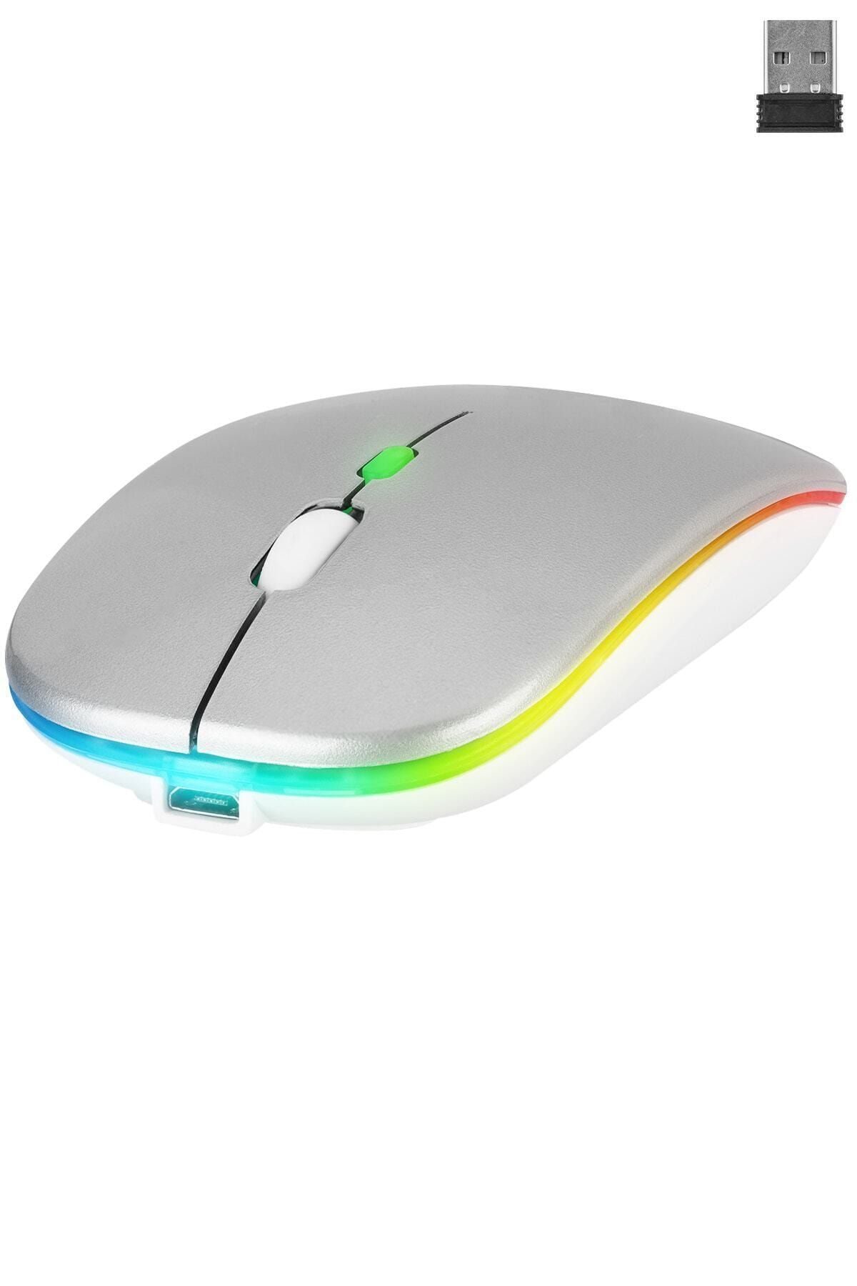 starnewstore sblx Usb 2.4ghz Gümüş Ledli 800/1200/1600dpi Şarjlı Kablosuz Mouse shpwax 986377