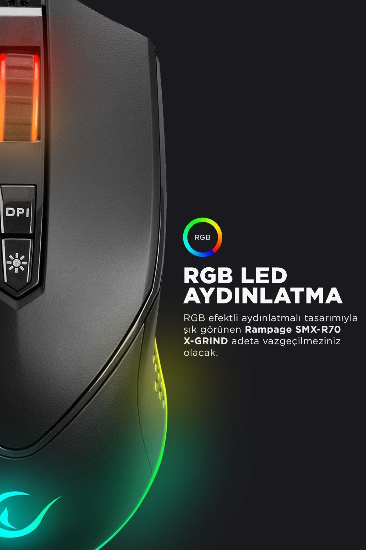 starnewstore sblx X-grind Usb Siyah 6400 Dpi Rgb Led Efektli Gaming Oyuncu Mouse shpwax 986377