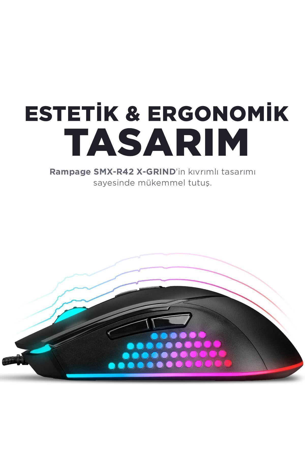 starnewstore sblx X-grind Usb Siyah 6400 Dpi Rgb Led Efektli Gaming Oyuncu Mouse shpwax 986377