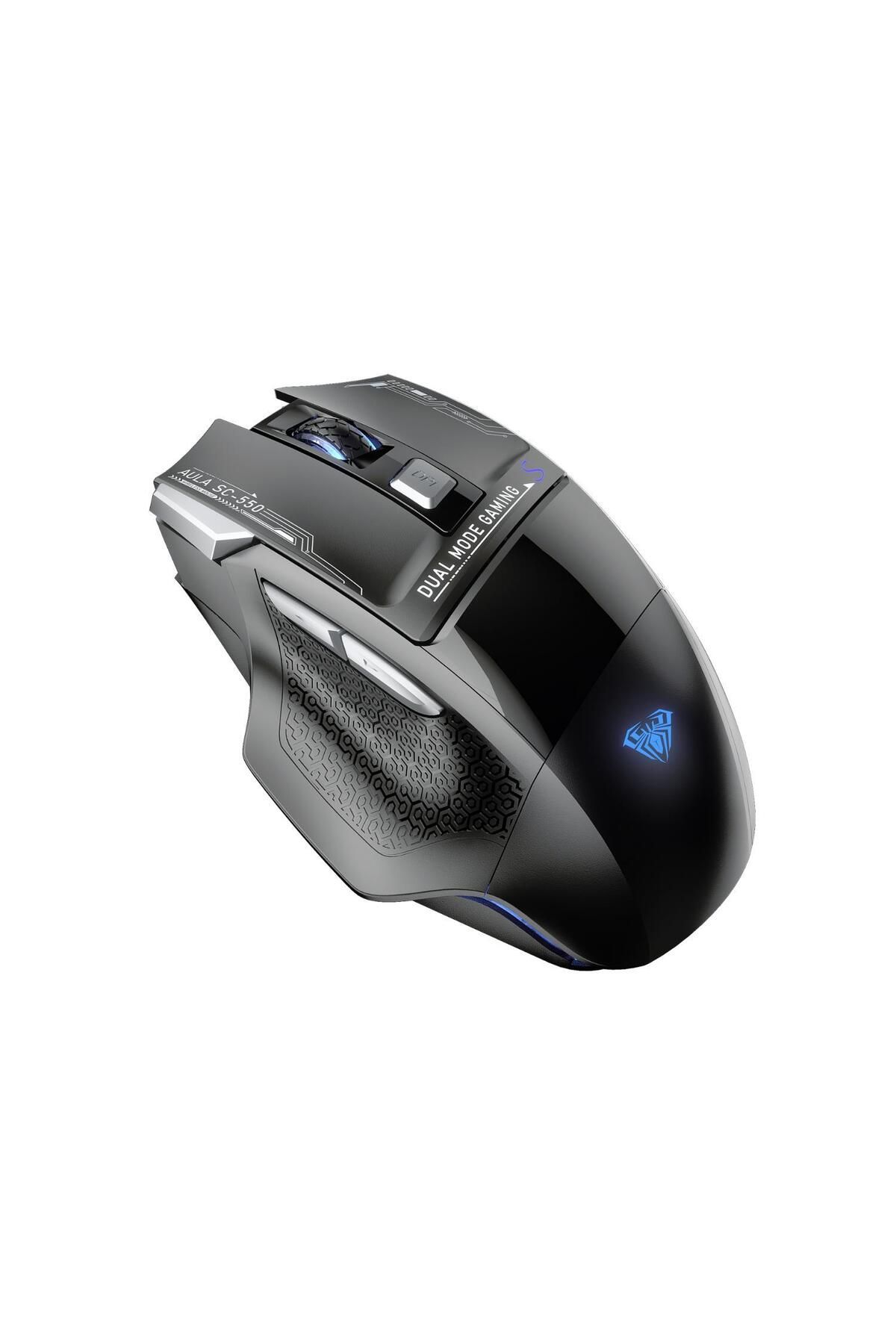 Aula Sc550 4800dpı 7 Tuşlu Makrolu 2.4ghz Kablosuz Optik Rgb Oyuncu Mouse Siyah