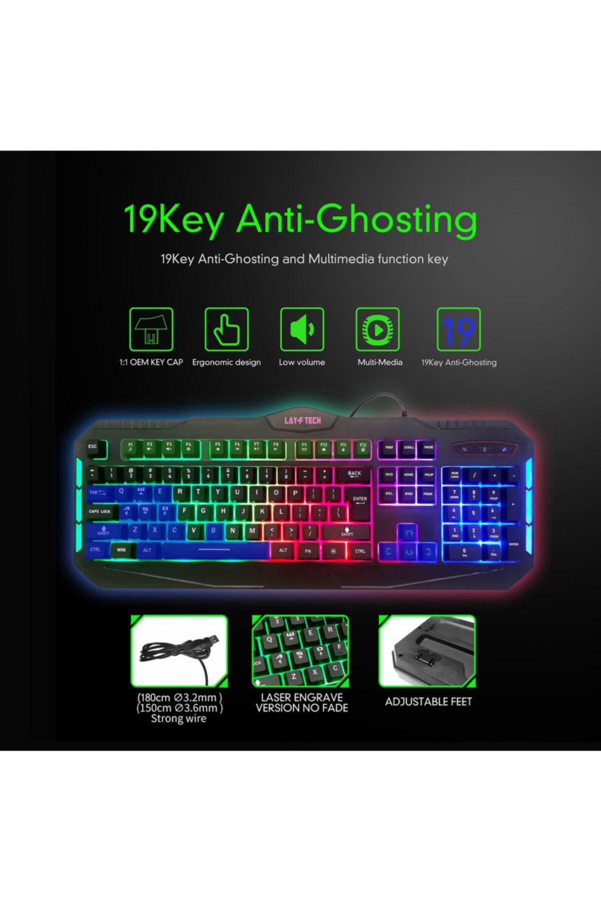 layftech Sc901 Oyuncu Klavye Rgb Gökkuşağı Gaming Klavye