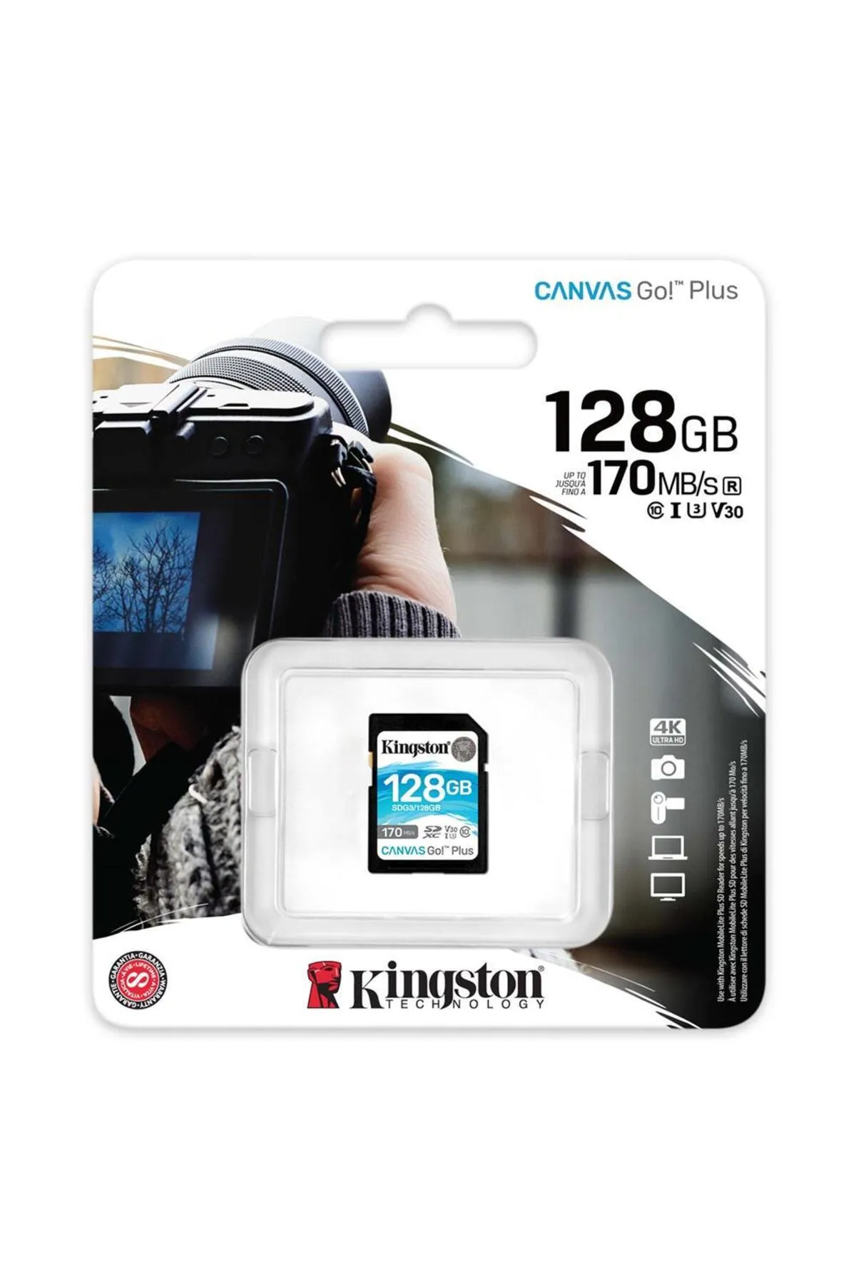 Kingston Sdg3-128gb 128gb Sdxc Canvas Go Plus 170r C10 Uhs-ı U3 V30 Hafıza Kartı