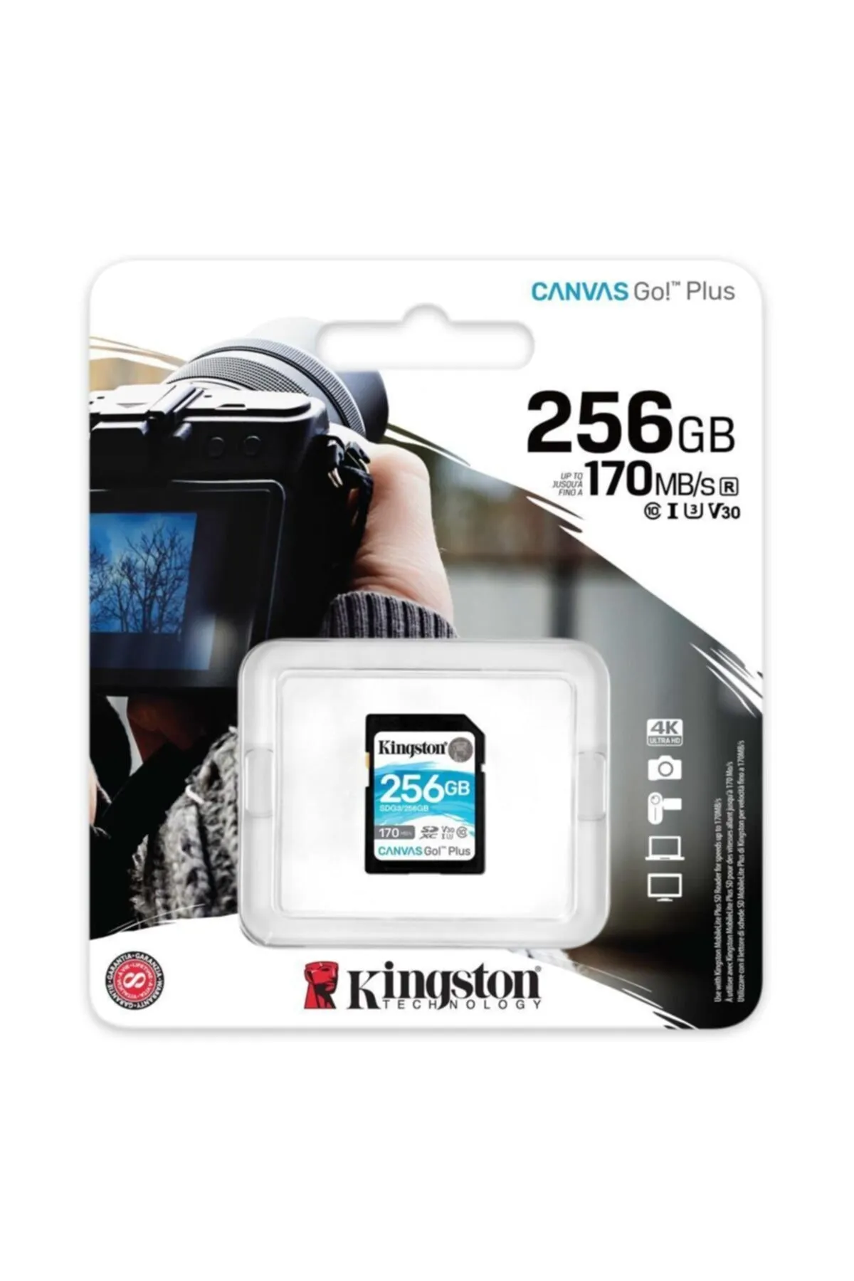 Kingston Sdg3-256gb 256gb Sdxc Canvas Go Plus 170r C10 Uhs-ı U3 V30 Hafıza Kartı