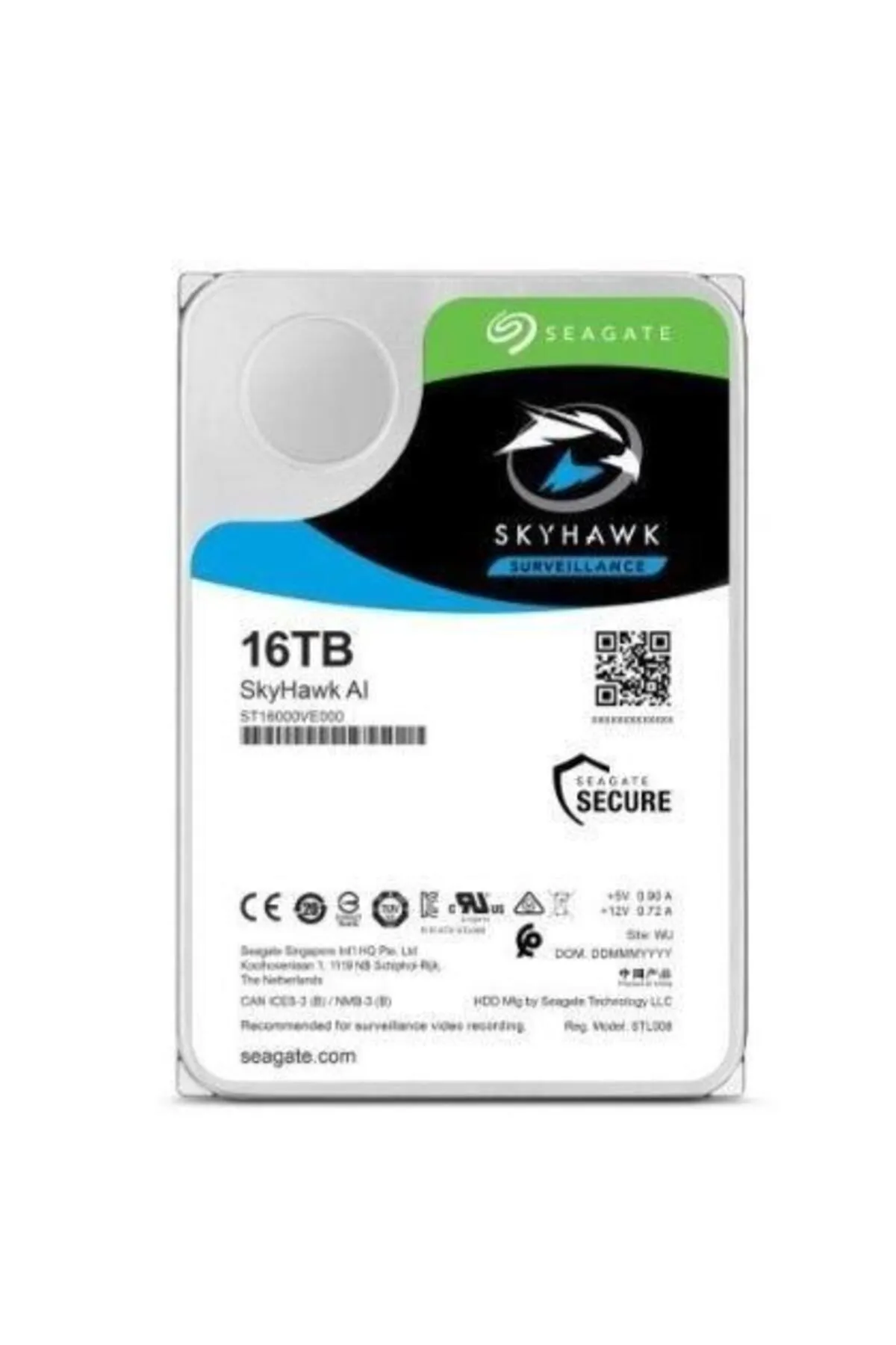 SEAGETE SEAGATE 3.5" 16TB SKYHAWK ST16000VE002 7200 RPM 256MB SATA-3 Güvenlik Diski