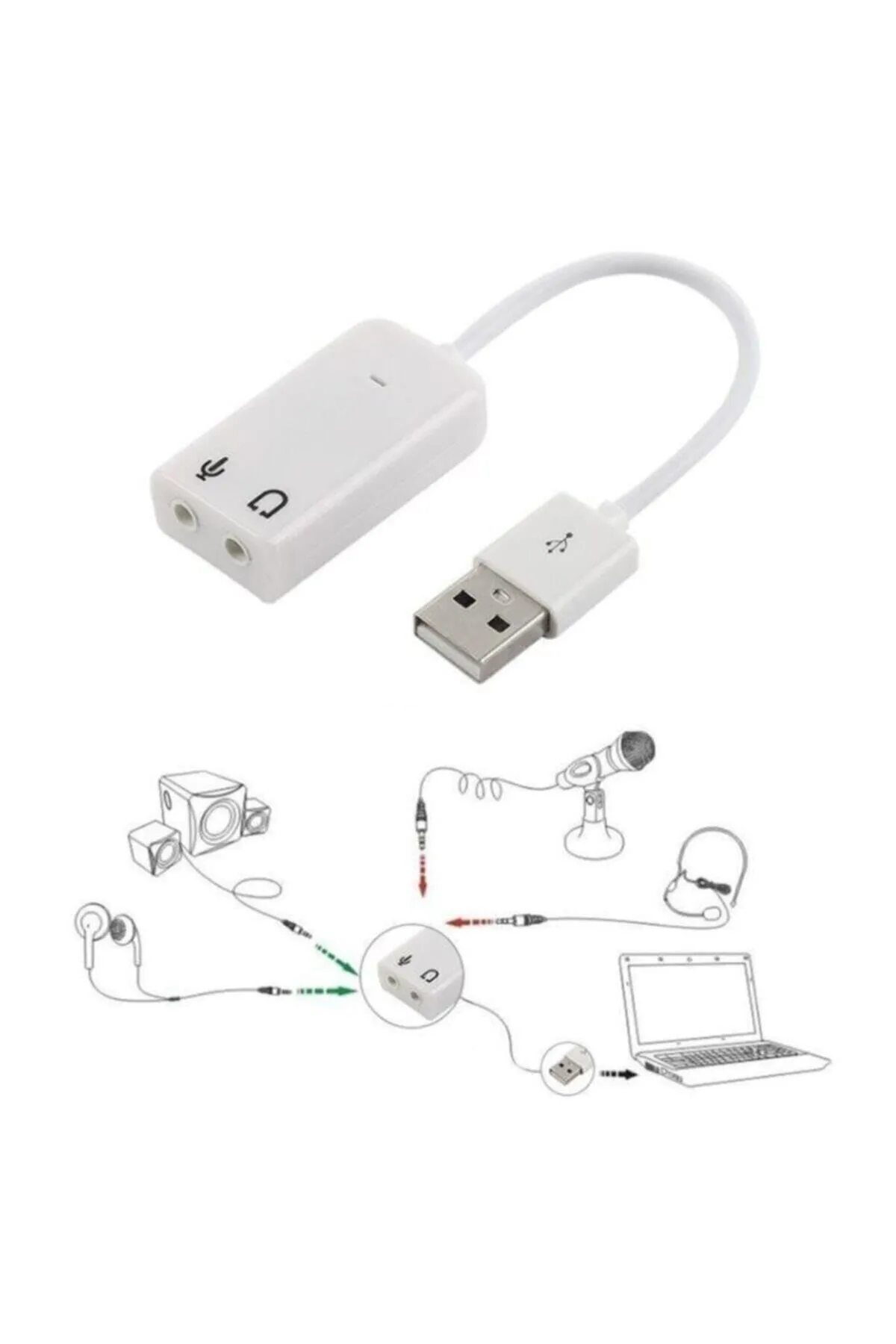 Genel Markalar Ses Kartı Çevirici Usb 7+1 Dönüştürücü Laptop Harici Ses Kartı 3d