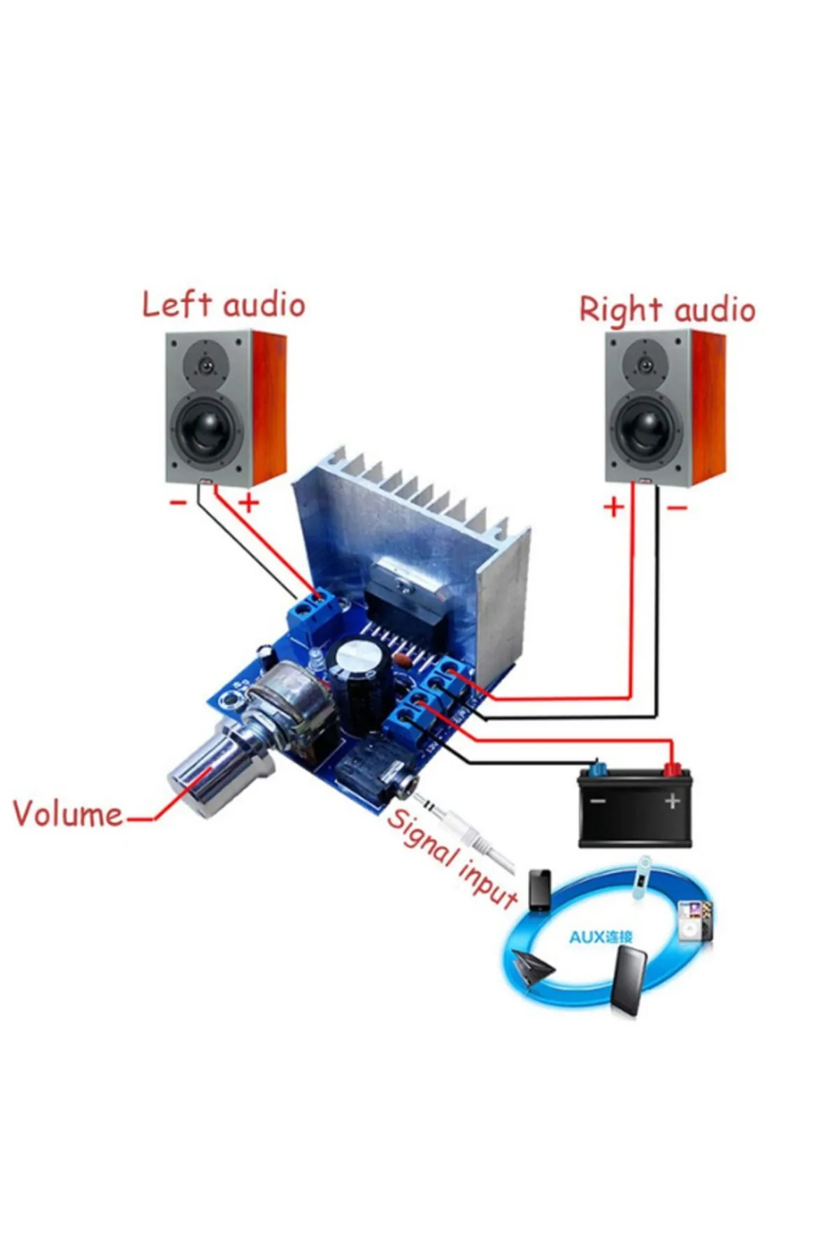 atölye No2023 Ses Yükseltici Stereo Amfi Devresi 12v 15w Çift Kanallı