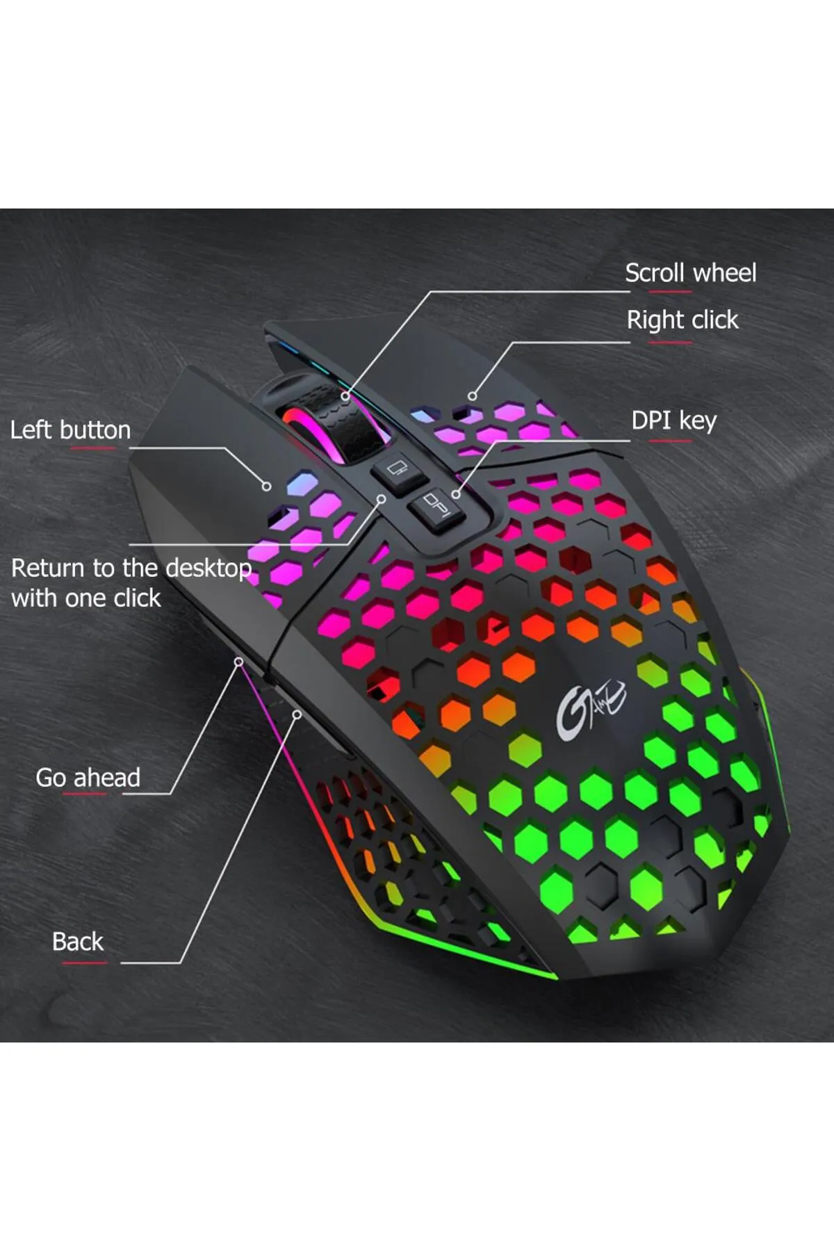 Valkyrie Sessiz Tuşlu Wireless 2.4g 8 Button Rgb Led Gaming Mouse - Silent Button - One Click Deskto