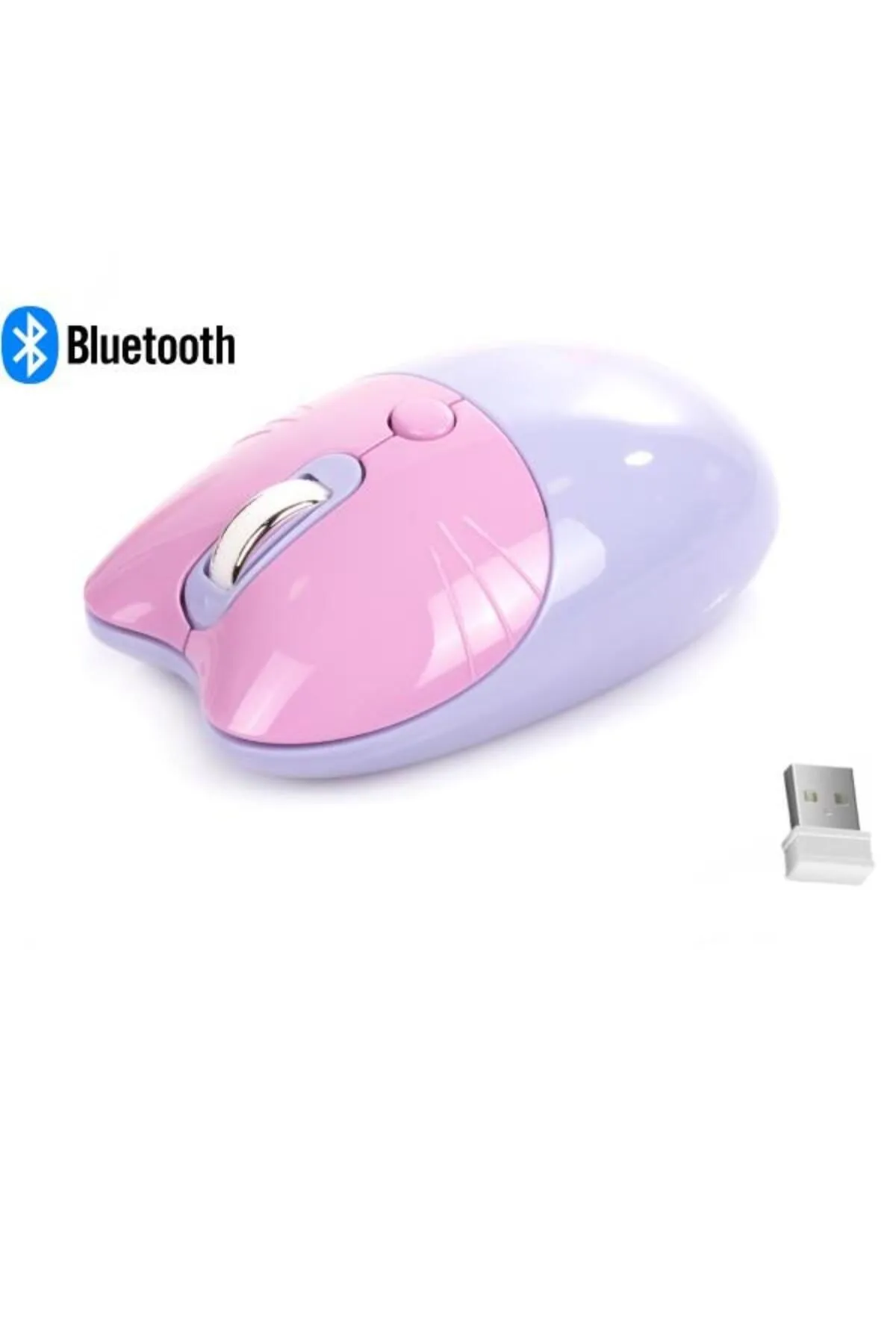 NDNeed Sevimli Kedi Kablosuz Mor Mouse Bluetooth + 2.4G Dual Mode