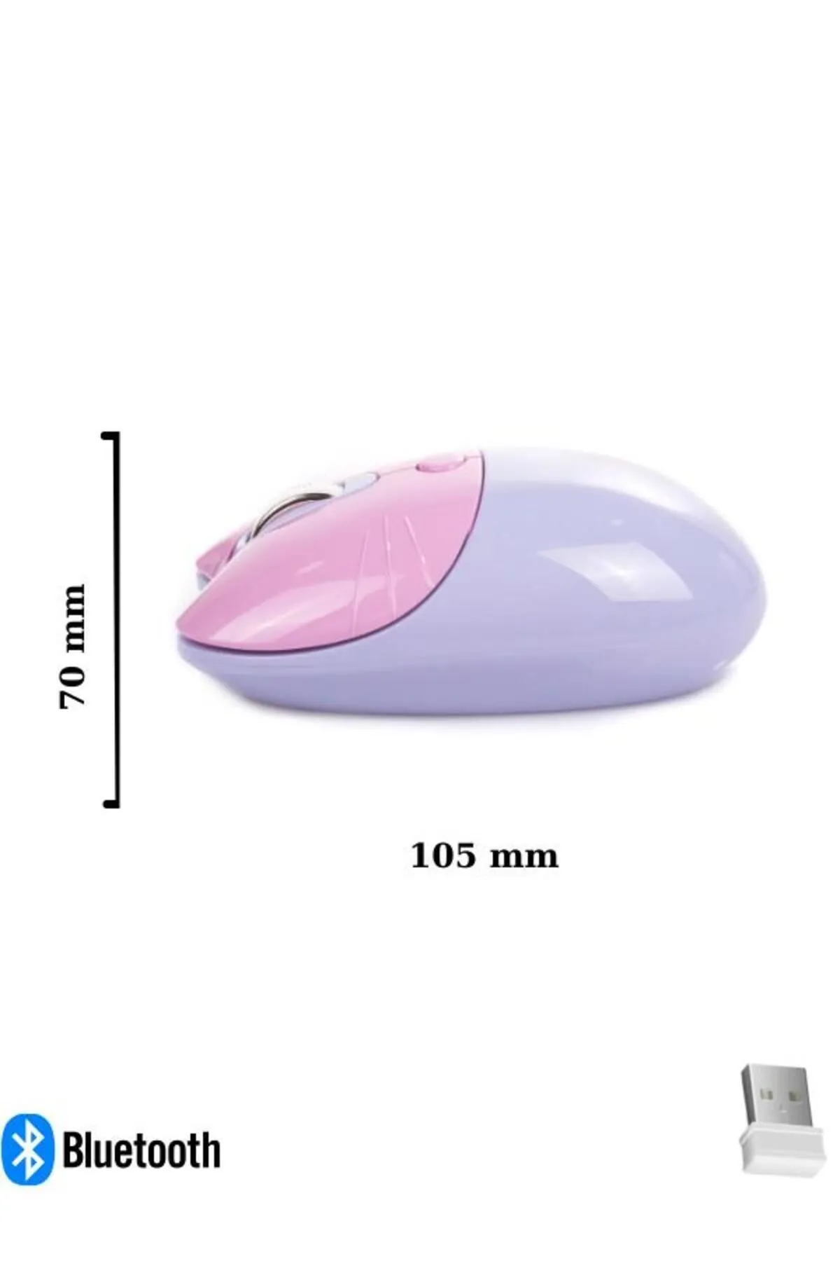 NDNeed Sevimli Kedi Kablosuz Mor Mouse Bluetooth + 2.4G Dual Mode