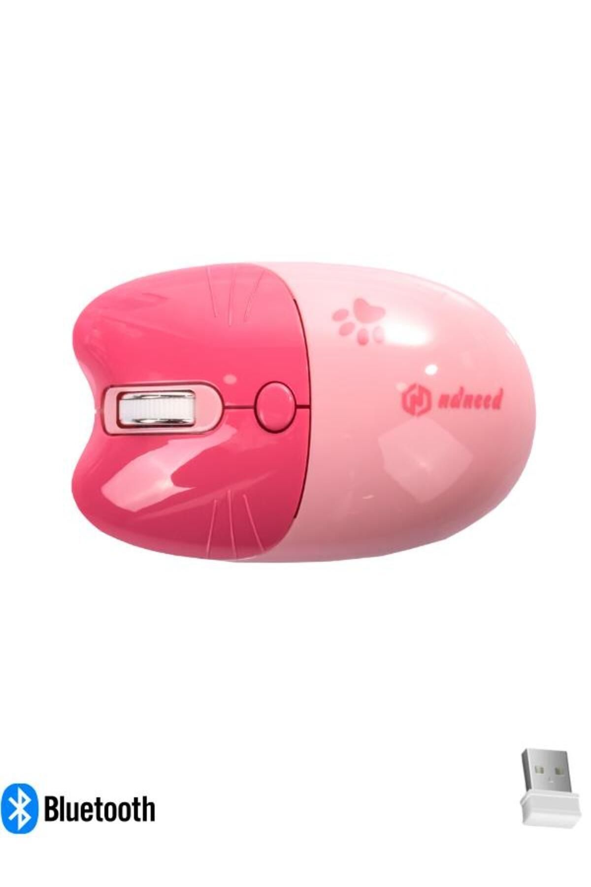 NDNeed Sevimli Kedi Kablosuz Pembe Mouse Bluetooth + 2.4G Dual Mode