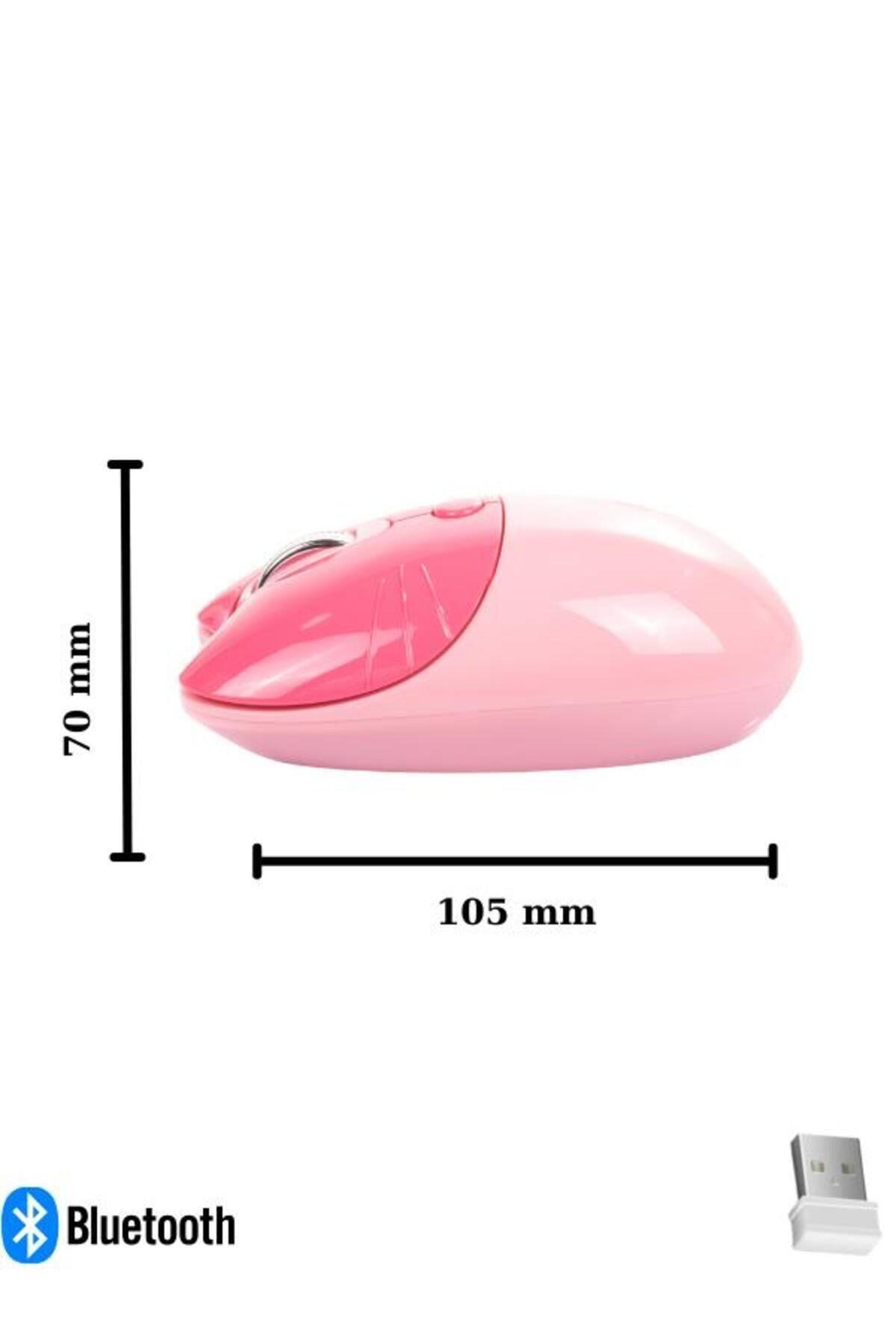 NDNeed Sevimli Kedi Kablosuz Pembe Mouse Bluetooth + 2.4G Dual Mode