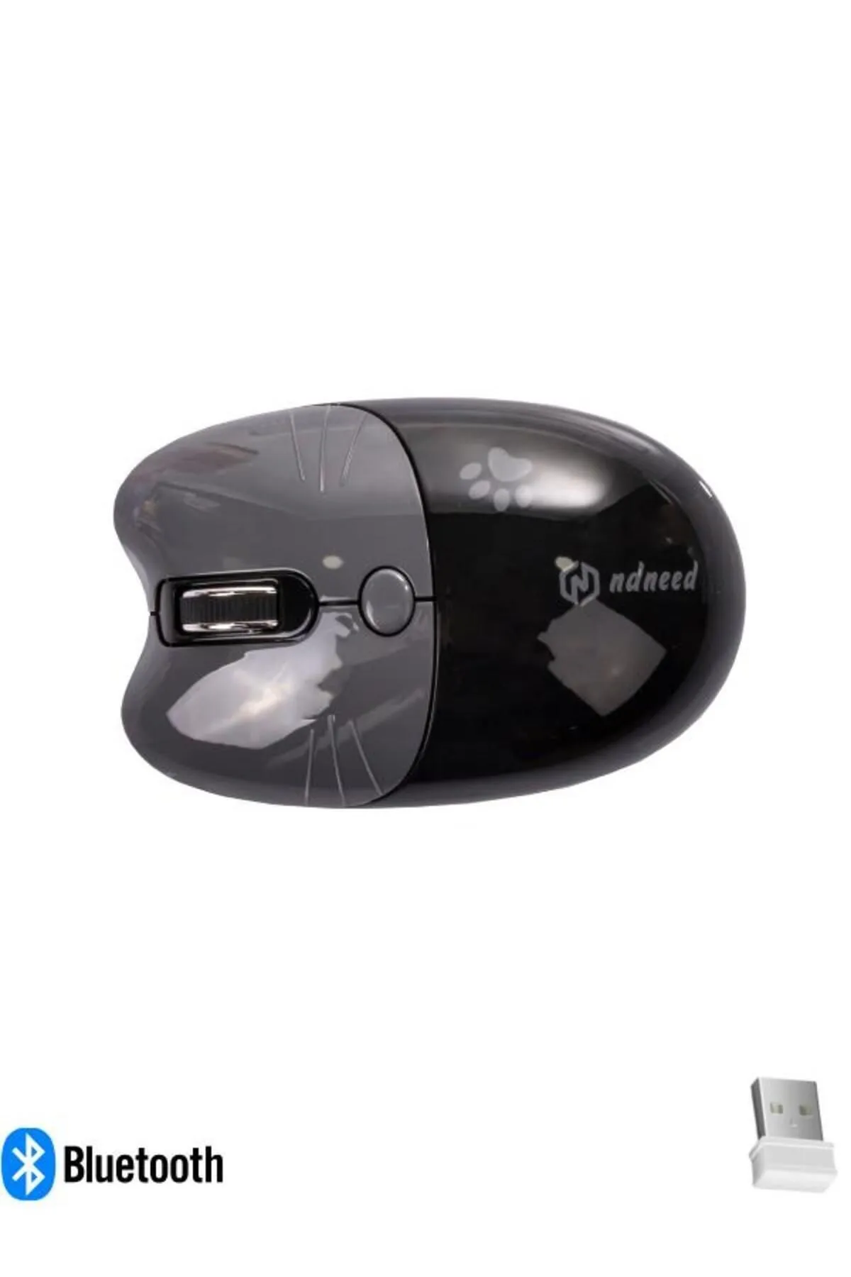 NDNeed Sevimli Kedi Kablosuz Siyah Mouse Bluetooth + 2.4G Dual Mode