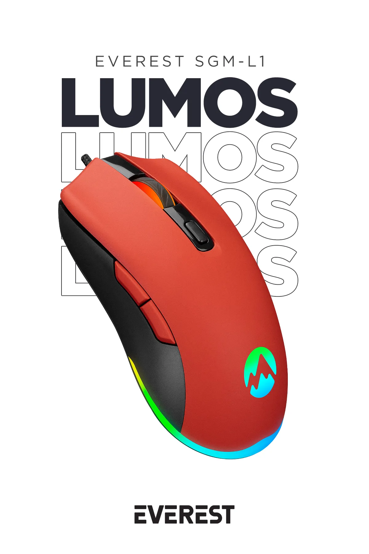 Everest SGM-L1 LUMOS Kırmızı 6400dpi RGB Makrolu Gaming Oyuncu Mouse