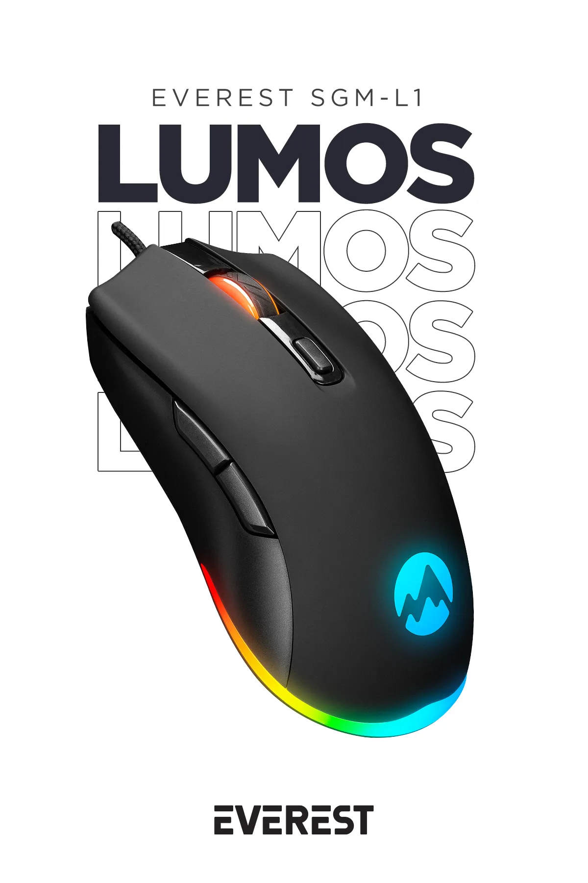 Everest SGM-L1 LUMOS Siyah 6400dpi RGB Makrolu Gaming Oyuncu Mouse