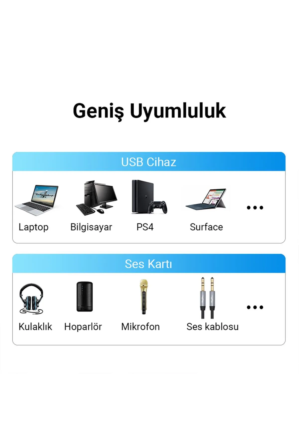 Genel Markalar shpwave USB Ses Kartı 3.5mm Kulaklık ve Mikrofon Girişli Siyah HTCshp 1005813