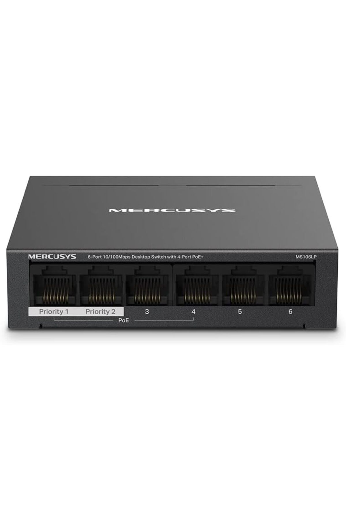 YILTER shpy MS106LP, 6-Port 10/100Mbps Desktop Switch with 4-Port PoE+ gxtr 1030188