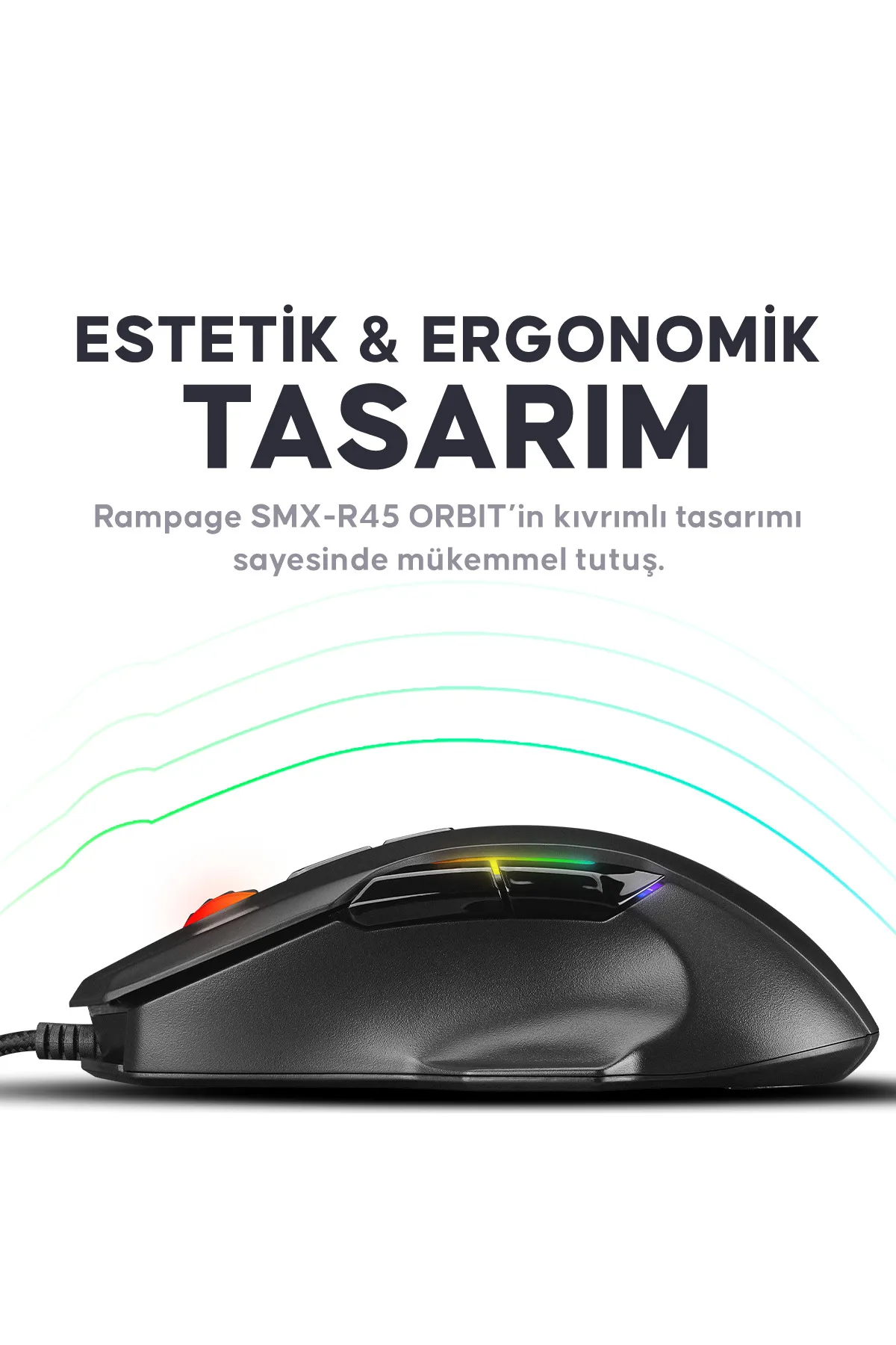 Rampage shpy Orbit Rgb Ledli Makrolu 6400 Dpı Drag Click Gaming Pro Oyuncu Mouse gxtr 1030188