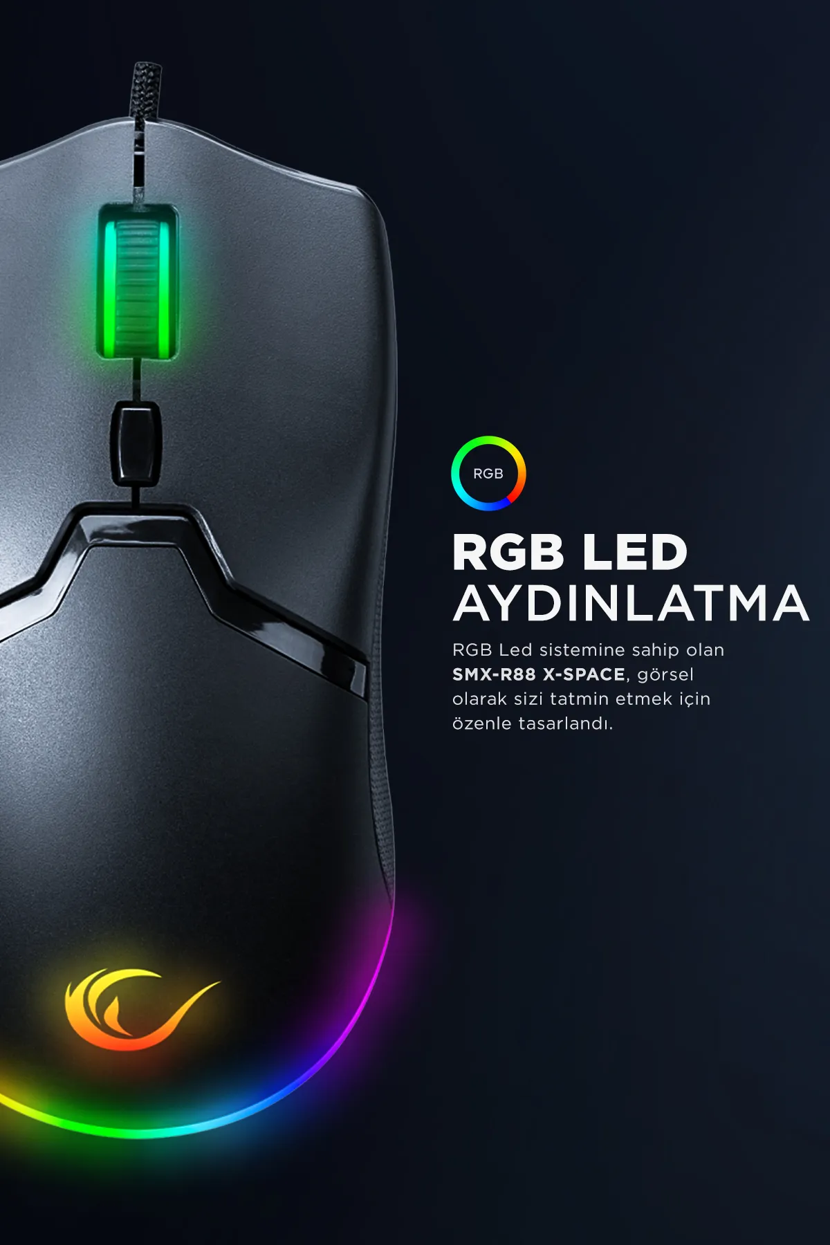 Rampage shpy X-space 7200dpi Rgb Ledli Makrolu Gaming Oyuncu Mouse gxtr 1030188