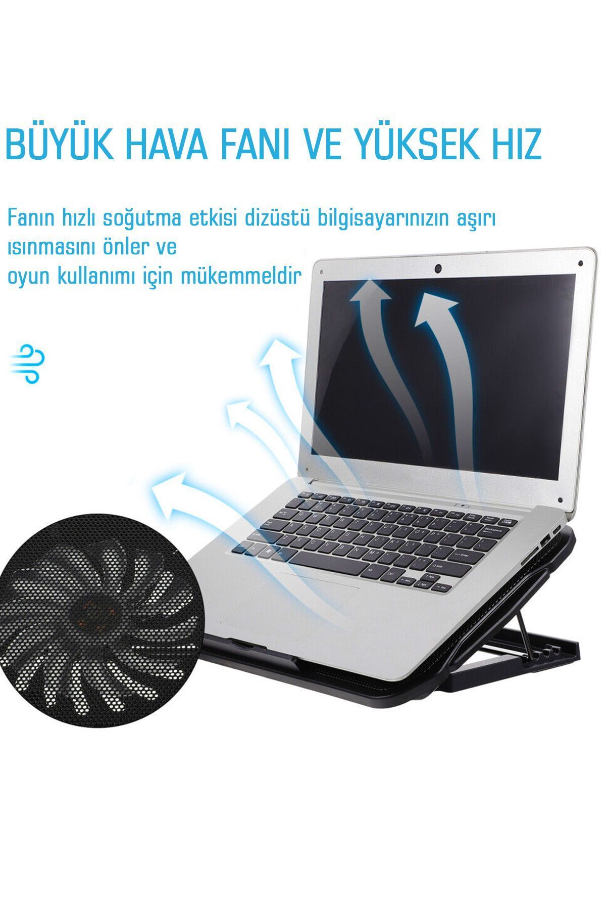 CARNIVAL LAND Siyah Ayarlanabilir Dizüstü Bilgisayar Laptop Tablet Notebook Soğutma Fanı Sessiz Cooling Pad