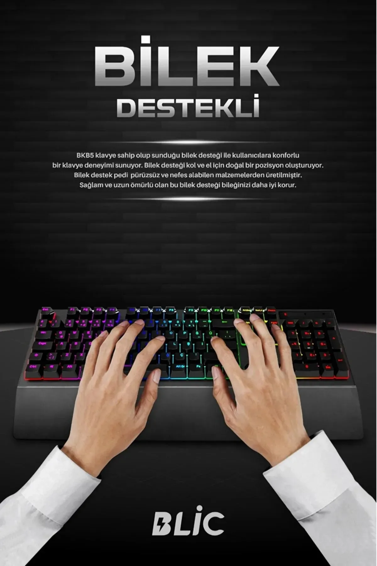 SNEXPRES Siyah Bilek Destekli Rgb Red Switch Türkçe Q Gaming Oyuncu Mekanik Klavye 105 tuşlu