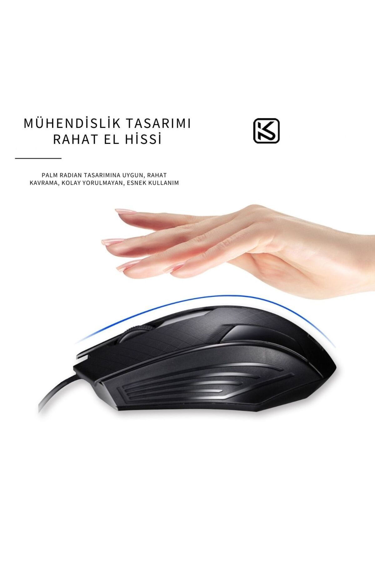 Zineets Siyah Kablolu Optik 1500DPİ Mouse HEDİYELİ Modern Tasarım PC Notebook USB Mouse