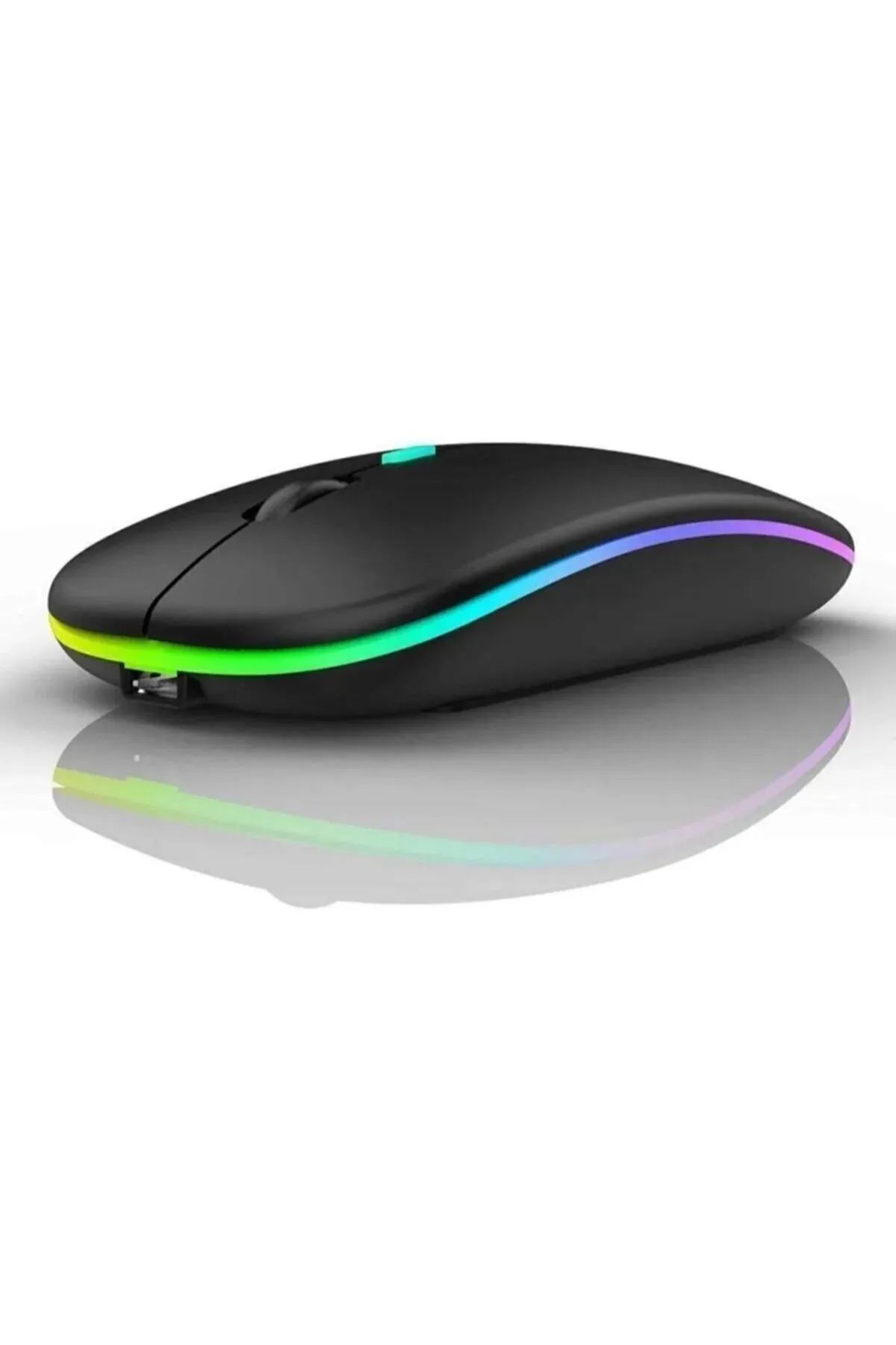 Genel Markalar Siyah Kablosuz Wireless 2.4g Bluetooth Sessiz Mouse Şarj Edilebilir Rgb Renkli Ergonomik Tasarımlı