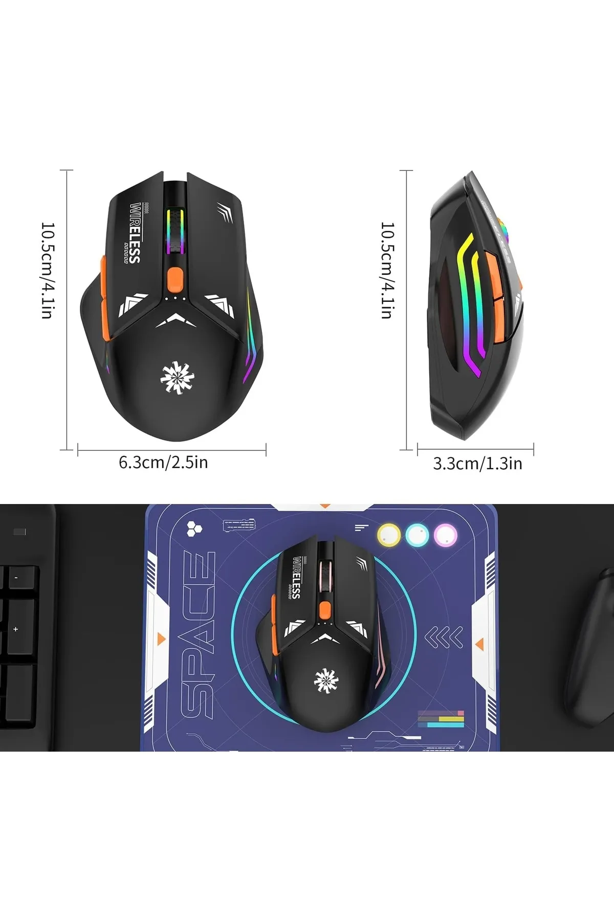 Blackbird Game Center Siyah Rgb Şarjlı Kablosuz 1600dpı Işıklı Kablosuz Mouse Bwm1