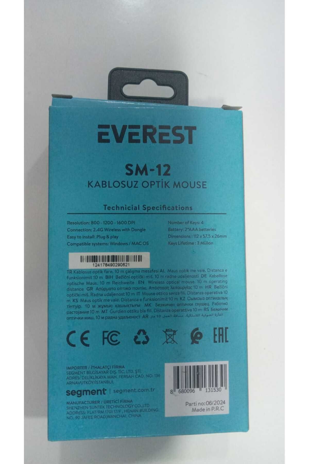 Everest SM-12 Siyah 2.4Ghz Kablosuz Mouse