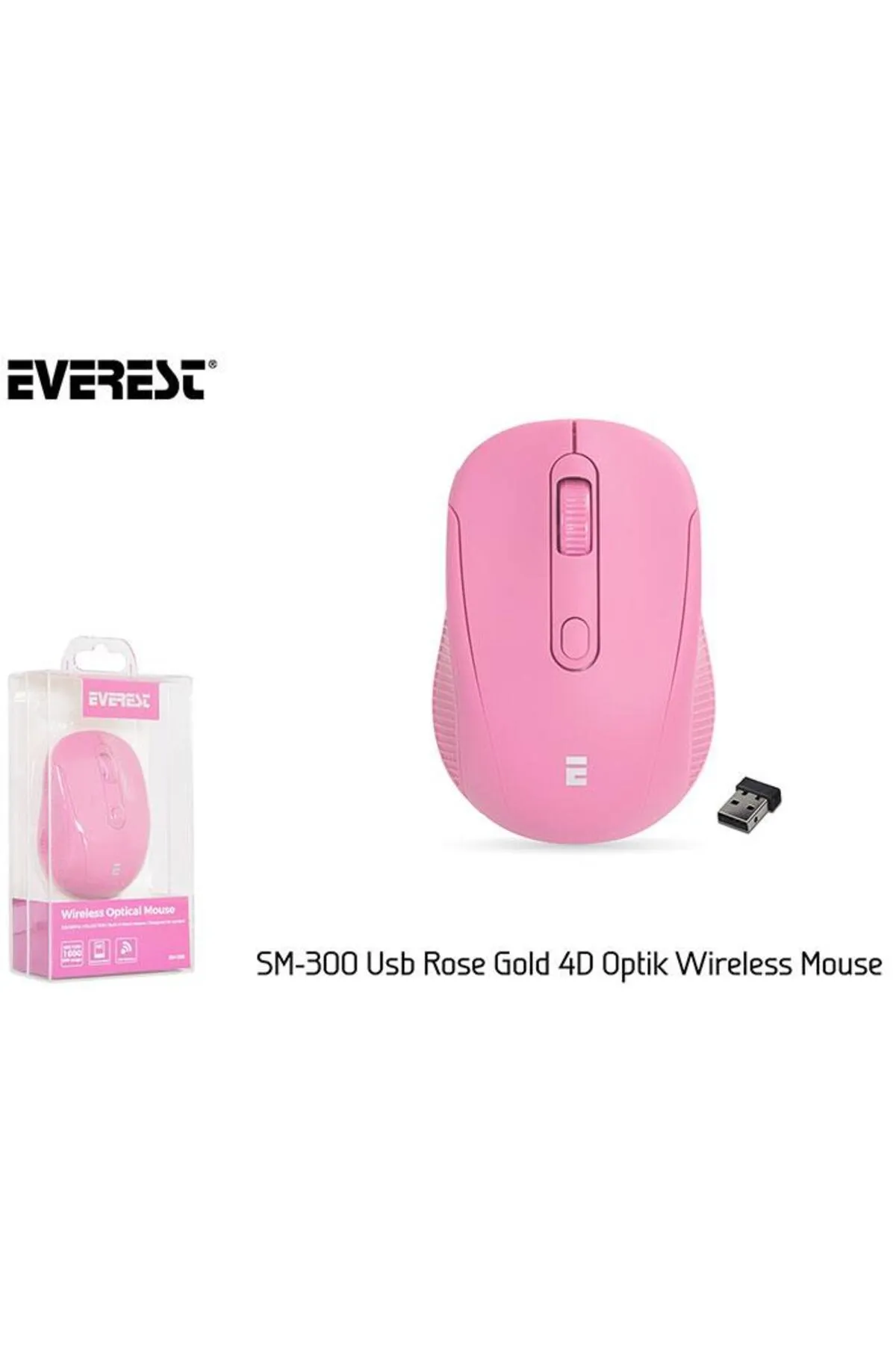 Everest Sm-300 Usb Rose Gold 4d Optik Süper Sessiz Aalkalin Pil Kablosuz Mouse