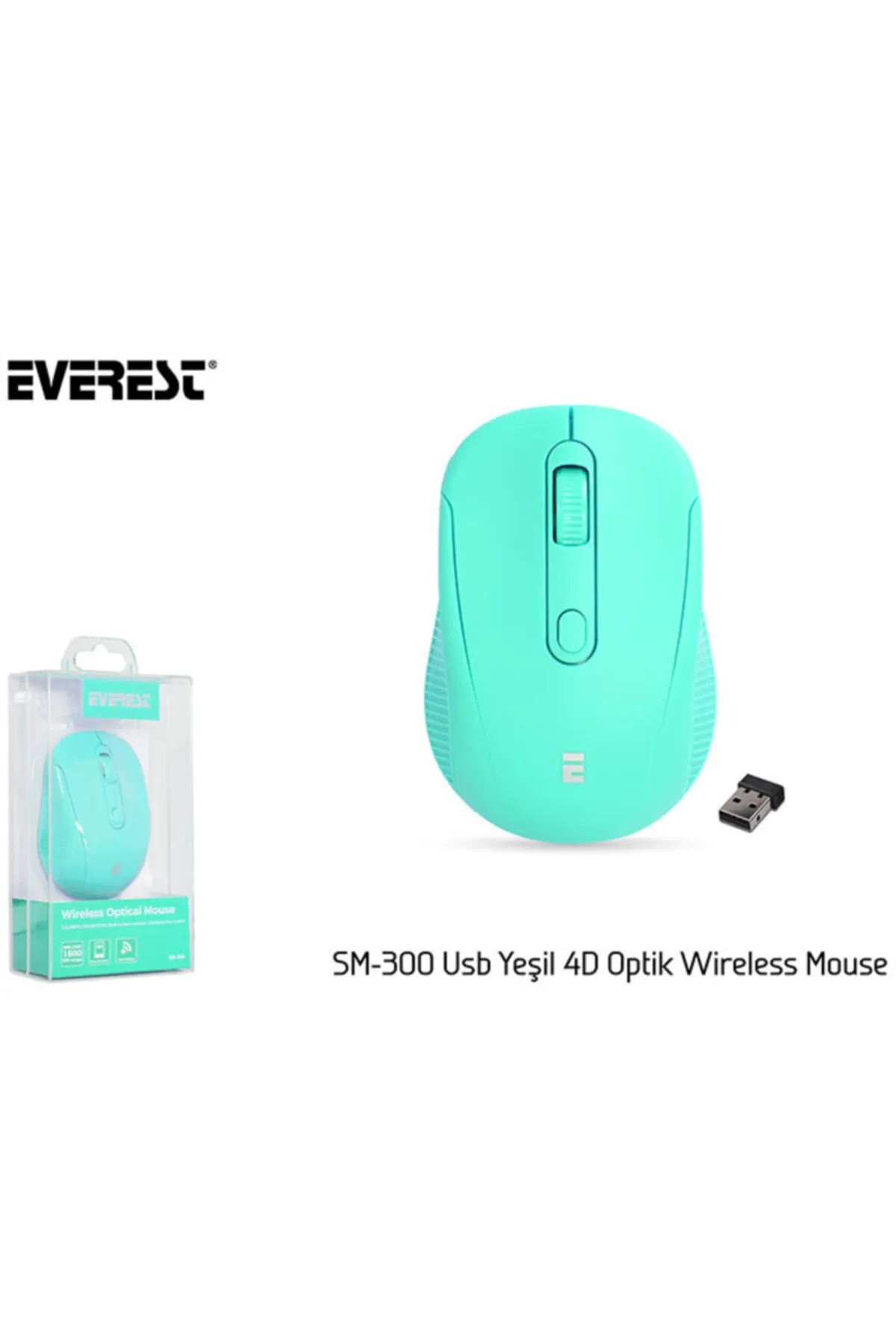 Everest Sm-300 Usb Yeşil 4d Optik Alkalin Pil Kablosuz Mouse