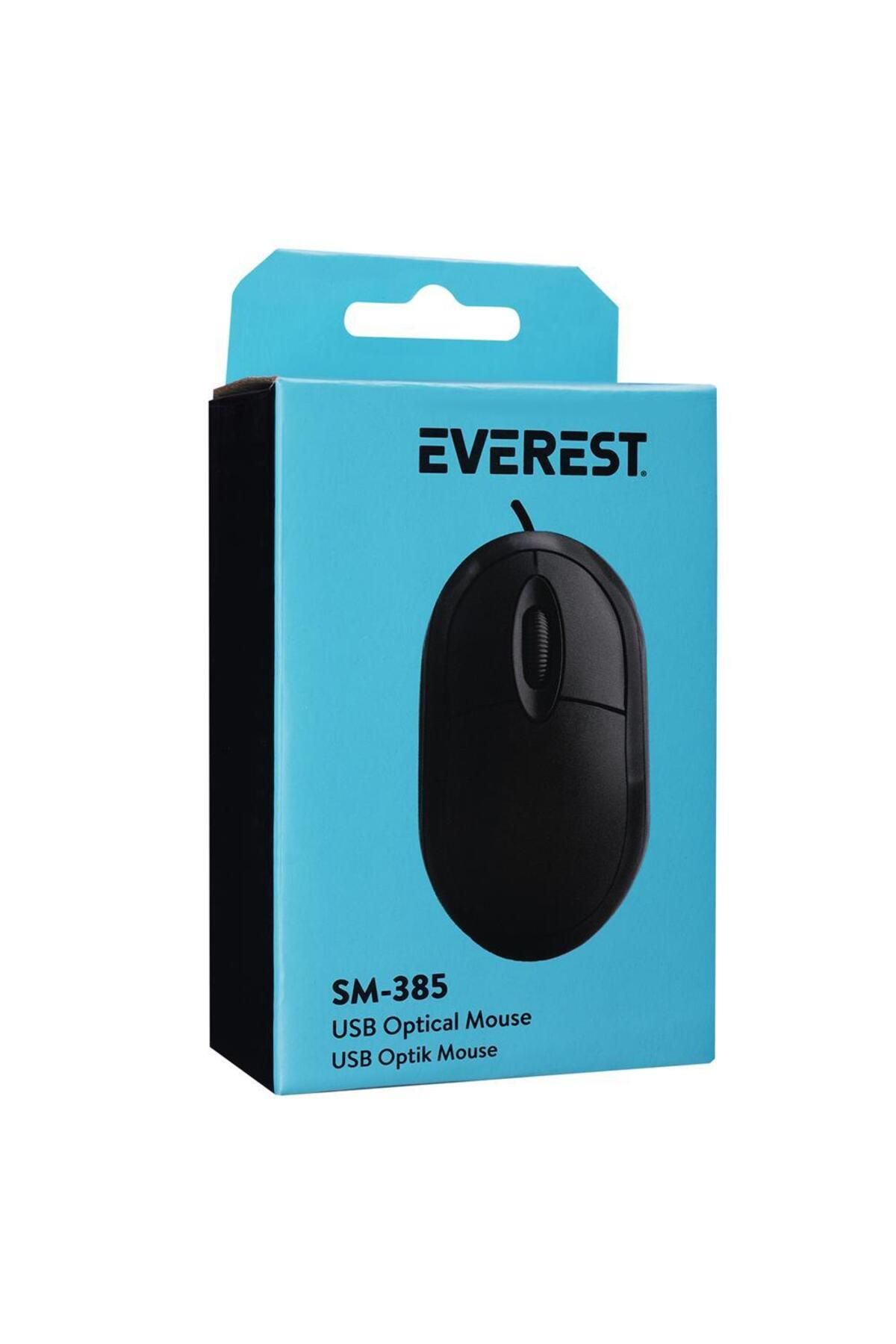 Everest SM-385 K 1.9M Bakır Kablolu USB Siyah 1200dpi Optik Mouse