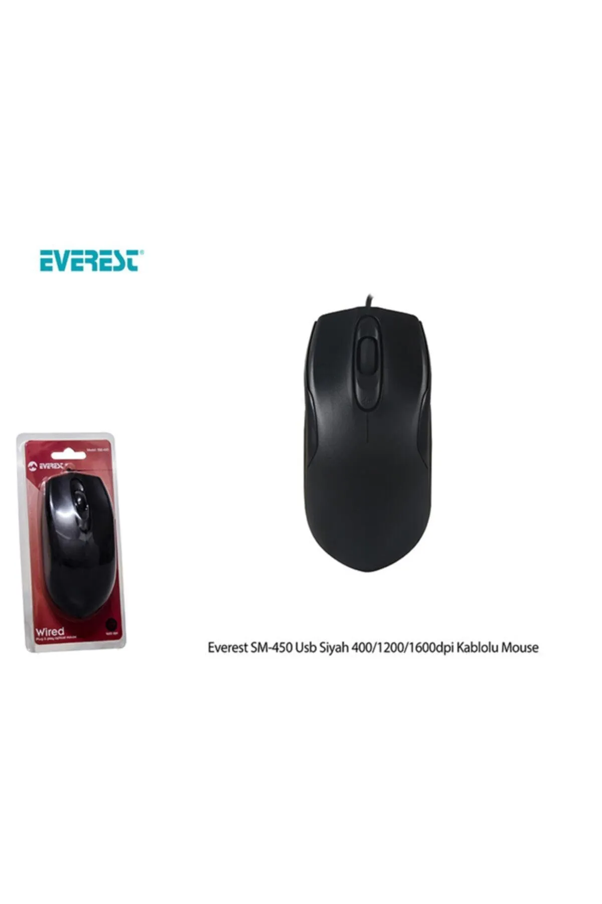 Everest Sm-450 Usb Siyah 400-1200-1600dpi Kablolu Mouse